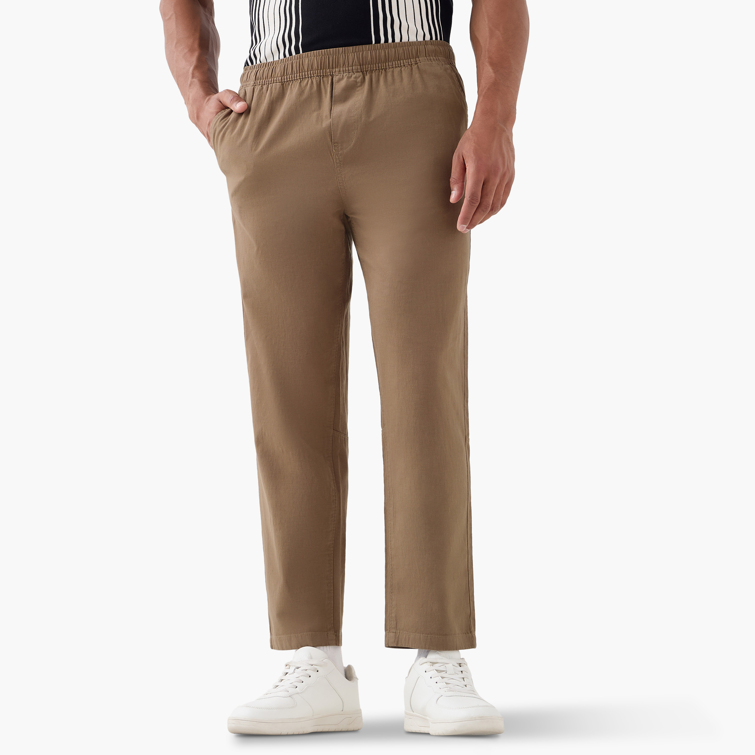 Regular Fit Flexi Waist Trousers with Pockets-men-clothing-bottoms-trousersandchinos-trousers-image-11