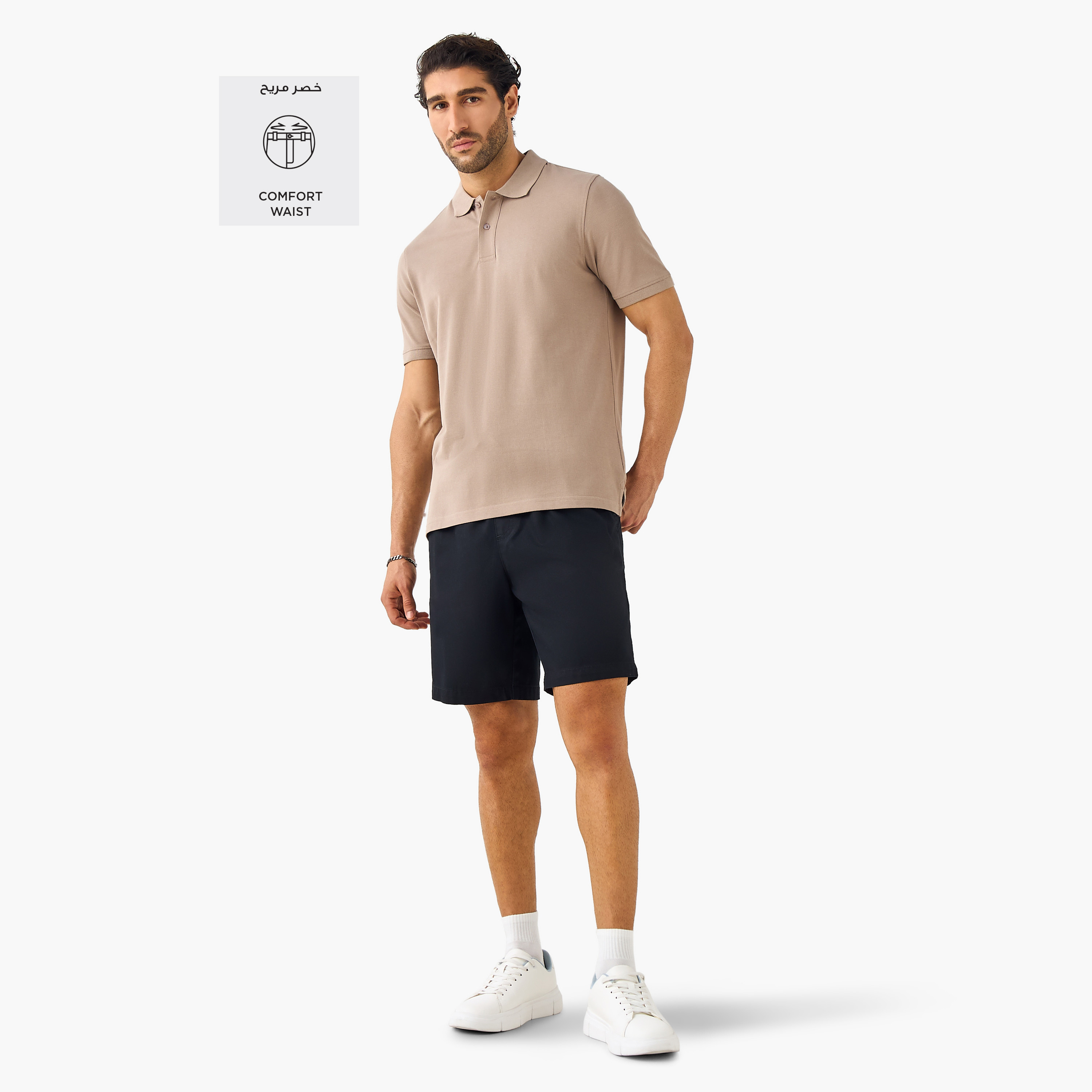 Regular Fit Shorts with Flexi Waist and Pockets-men-clothing-bottoms-shorts-image-2