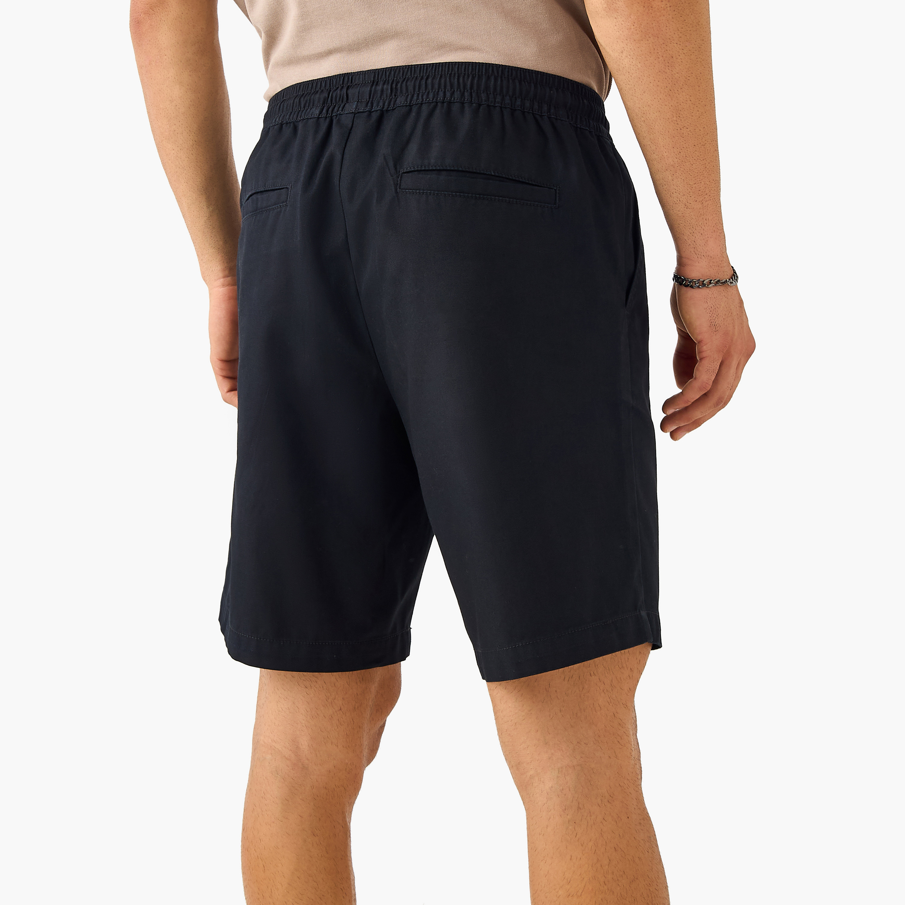 Regular Fit Shorts with Flexi Waist and Pockets-men-clothing-bottoms-shorts-image-3