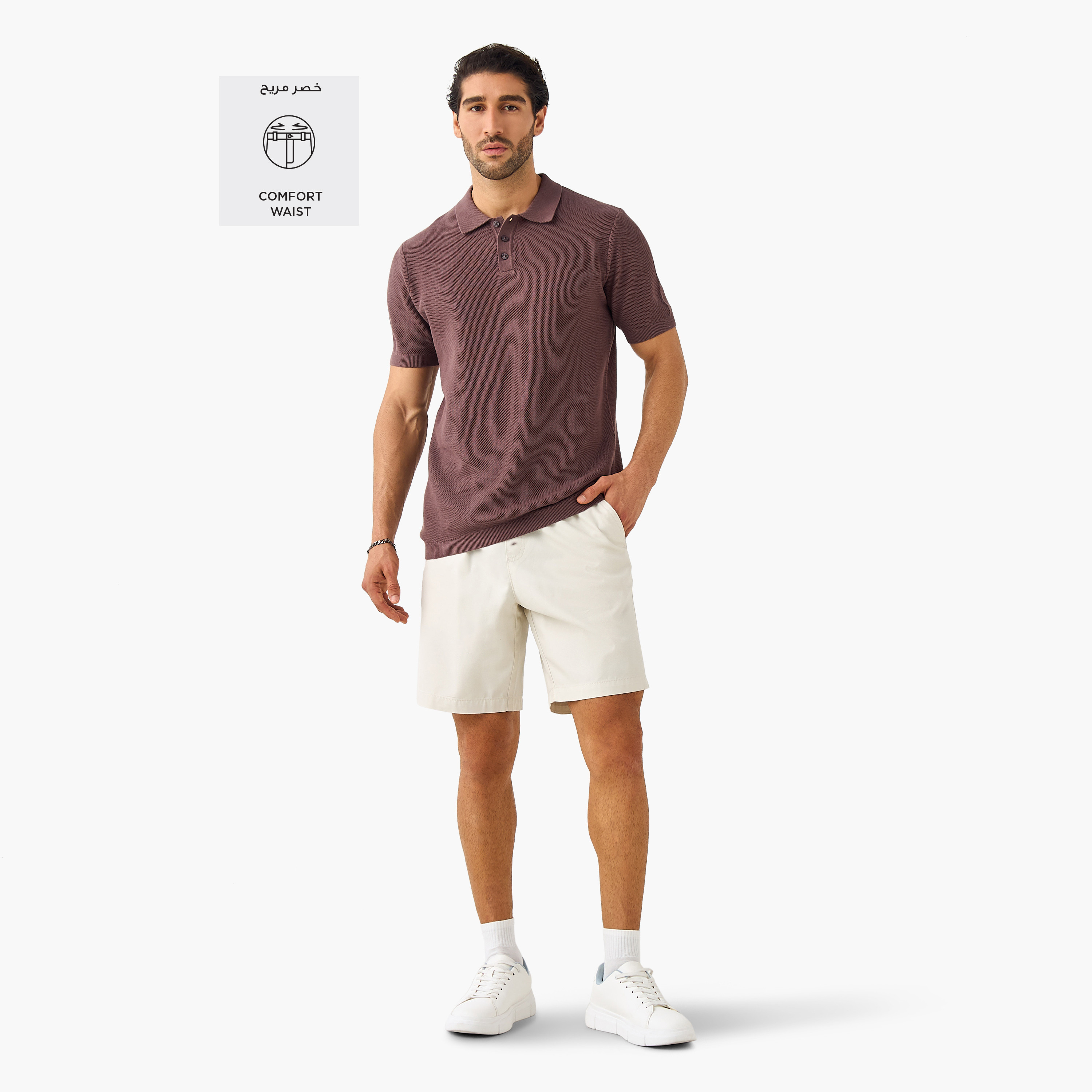 شورت بقصة مريحة وخصر مرن وجيوب-men-clothing-bottoms-shorts-image-2