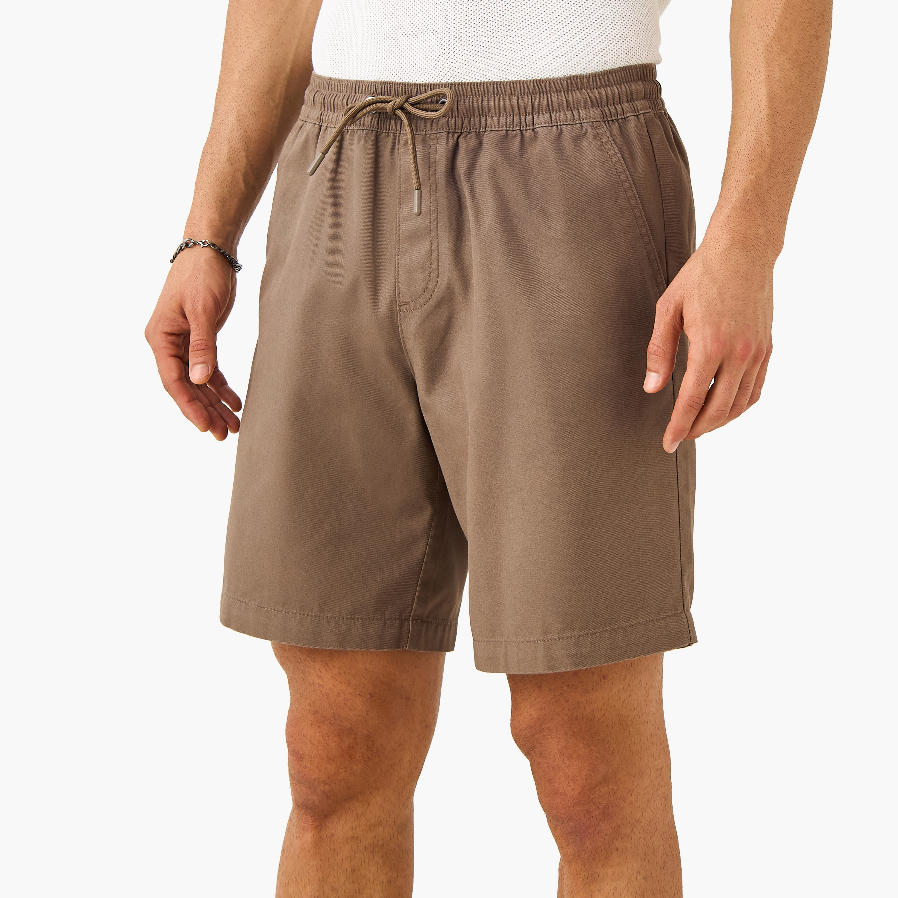 Regular Fit Shorts with Flexi Waist and Pockets-men-clothing-bottoms-shorts-image-2
