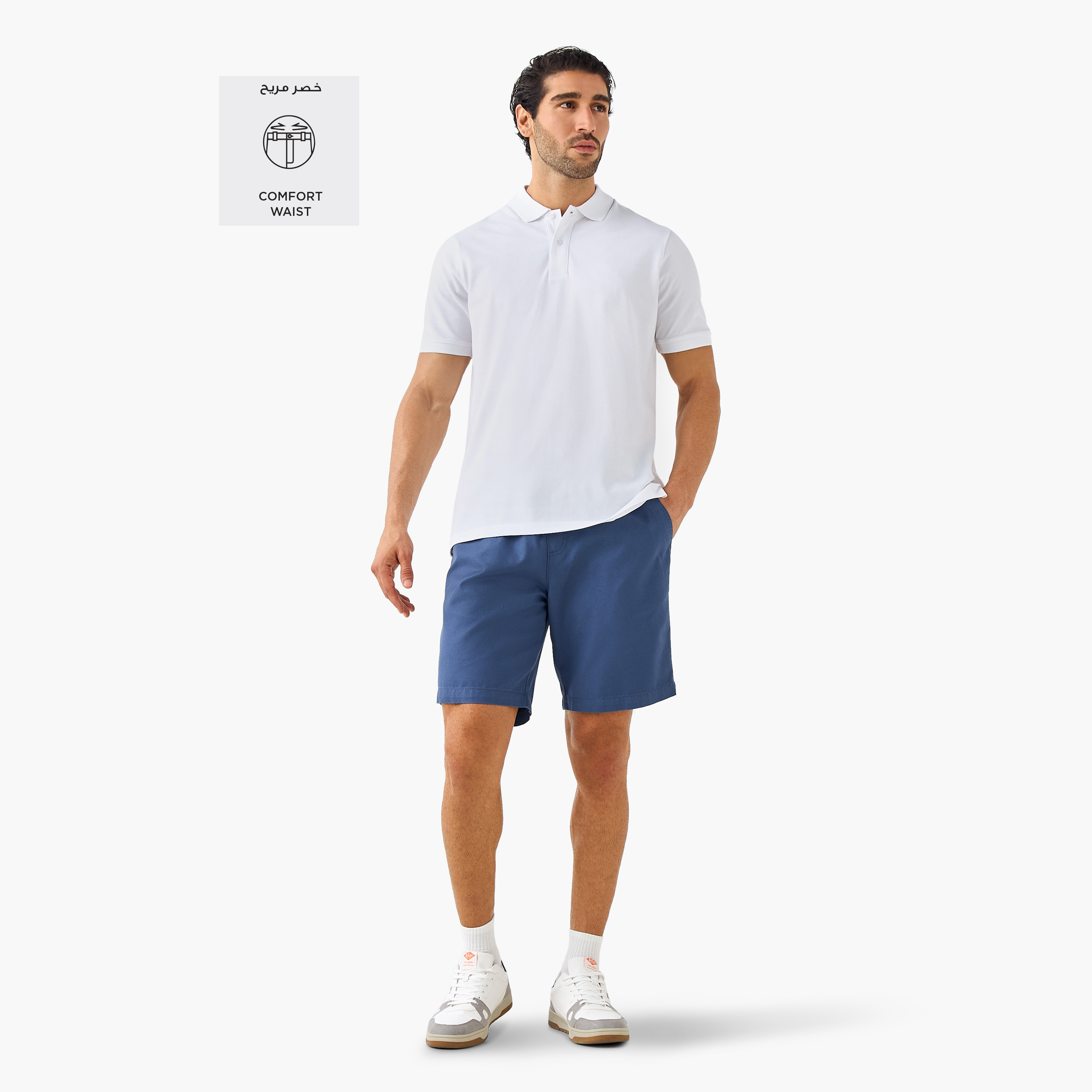 Regular Fit Shorts with Flexi Waist and Pockets-men-clothing-bottoms-shorts-image-2