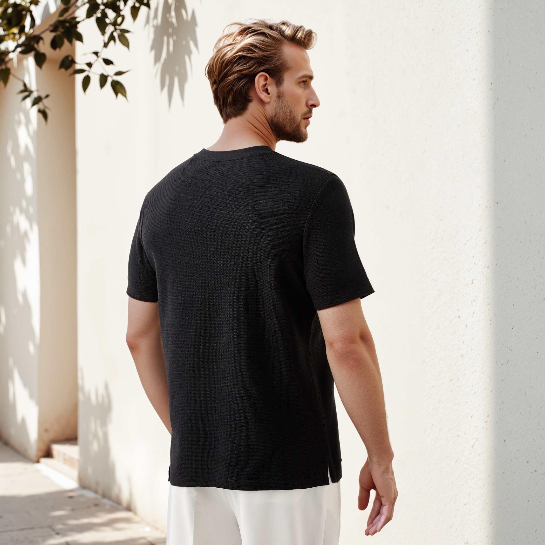 Textured Relaxed Fit T-shirt with Crew Neck-men-clothing-tshirtsandpolos-tshirts-image-3