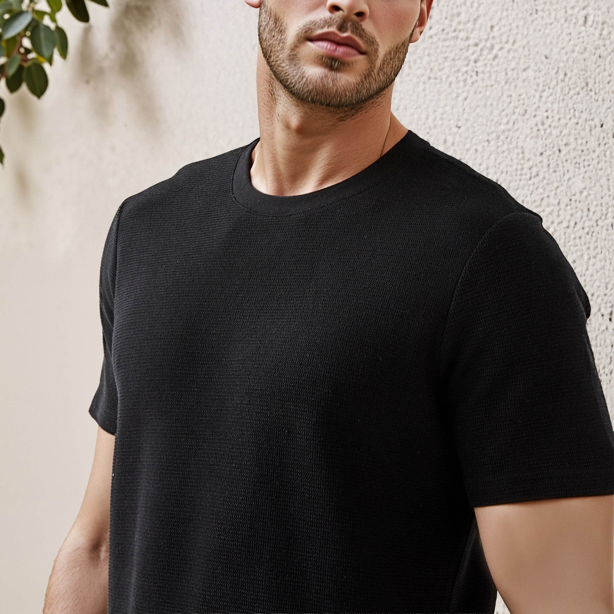 Textured Relaxed Fit T-shirt with Crew Neck-men-clothing-tshirtsandpolos-tshirts-image-4