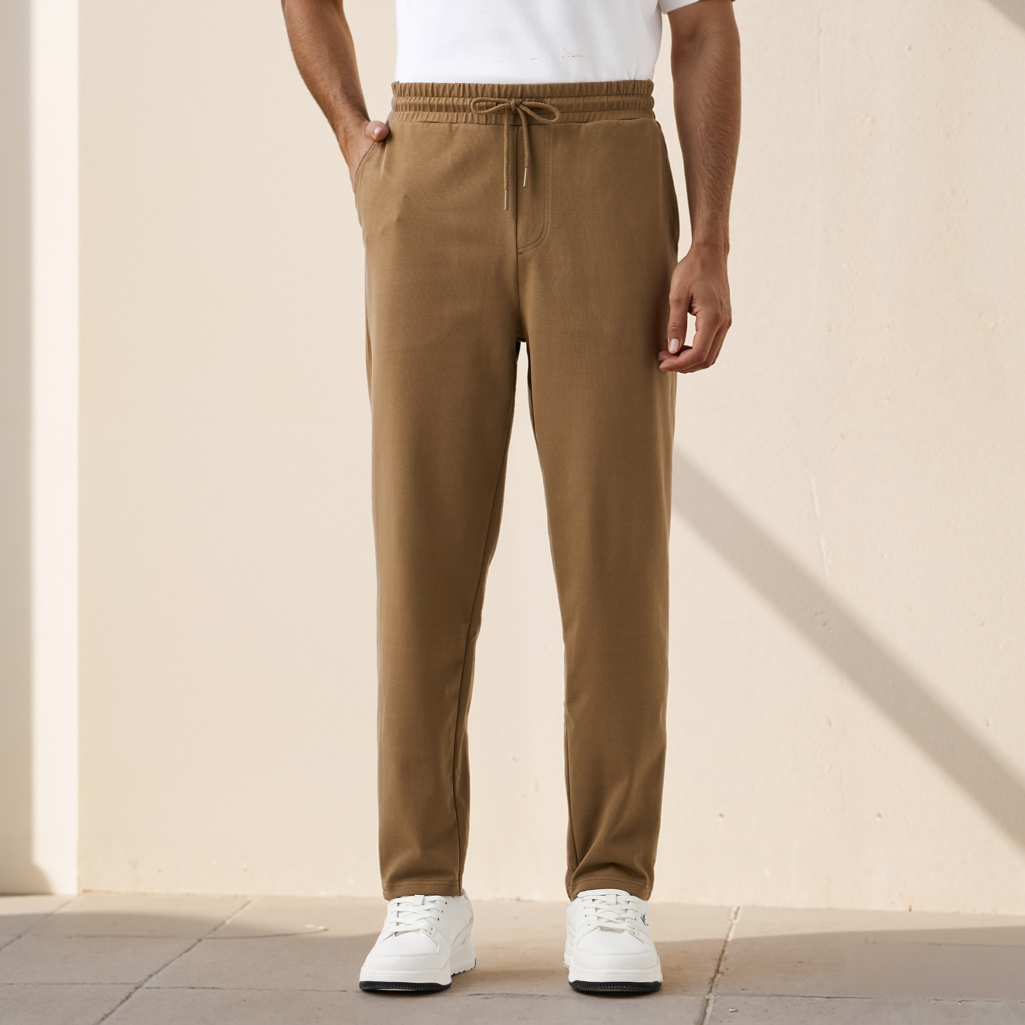 Regular Fit Flexi Waist Pants with Pocket -men-clothing-bottoms-trousersandchinos-trousers-image-1
