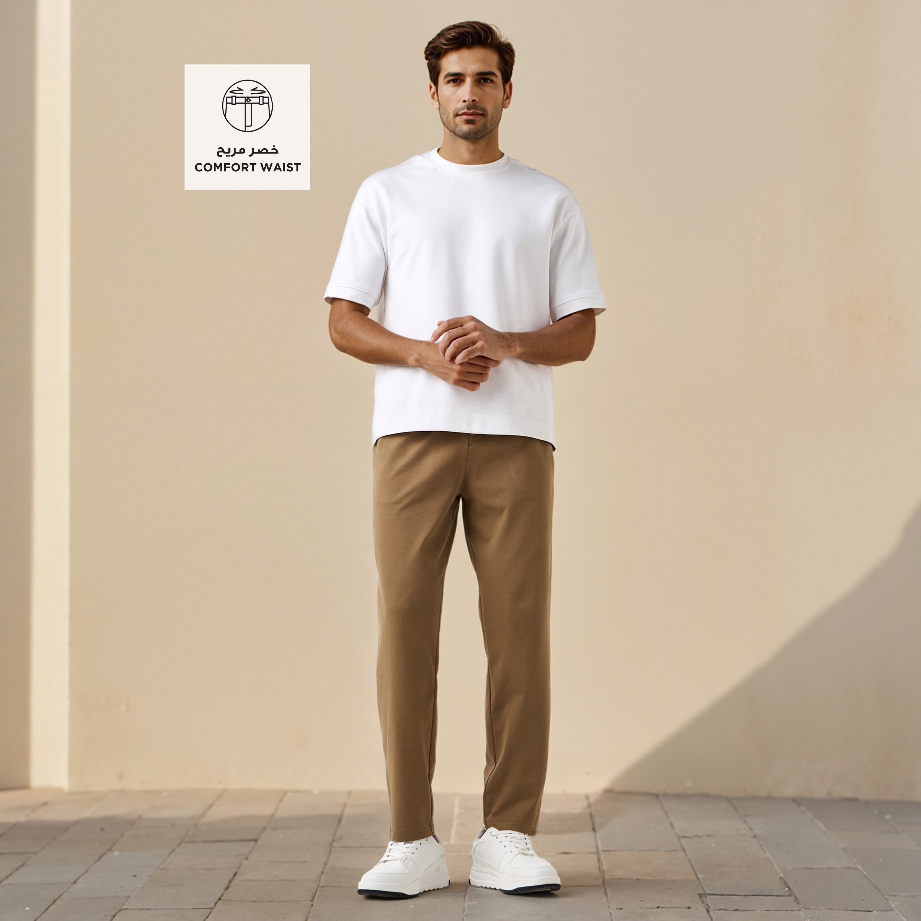 Regular Fit Flexi Waist Pants with Pocket -men-clothing-bottoms-trousersandchinos-trousers-image-2