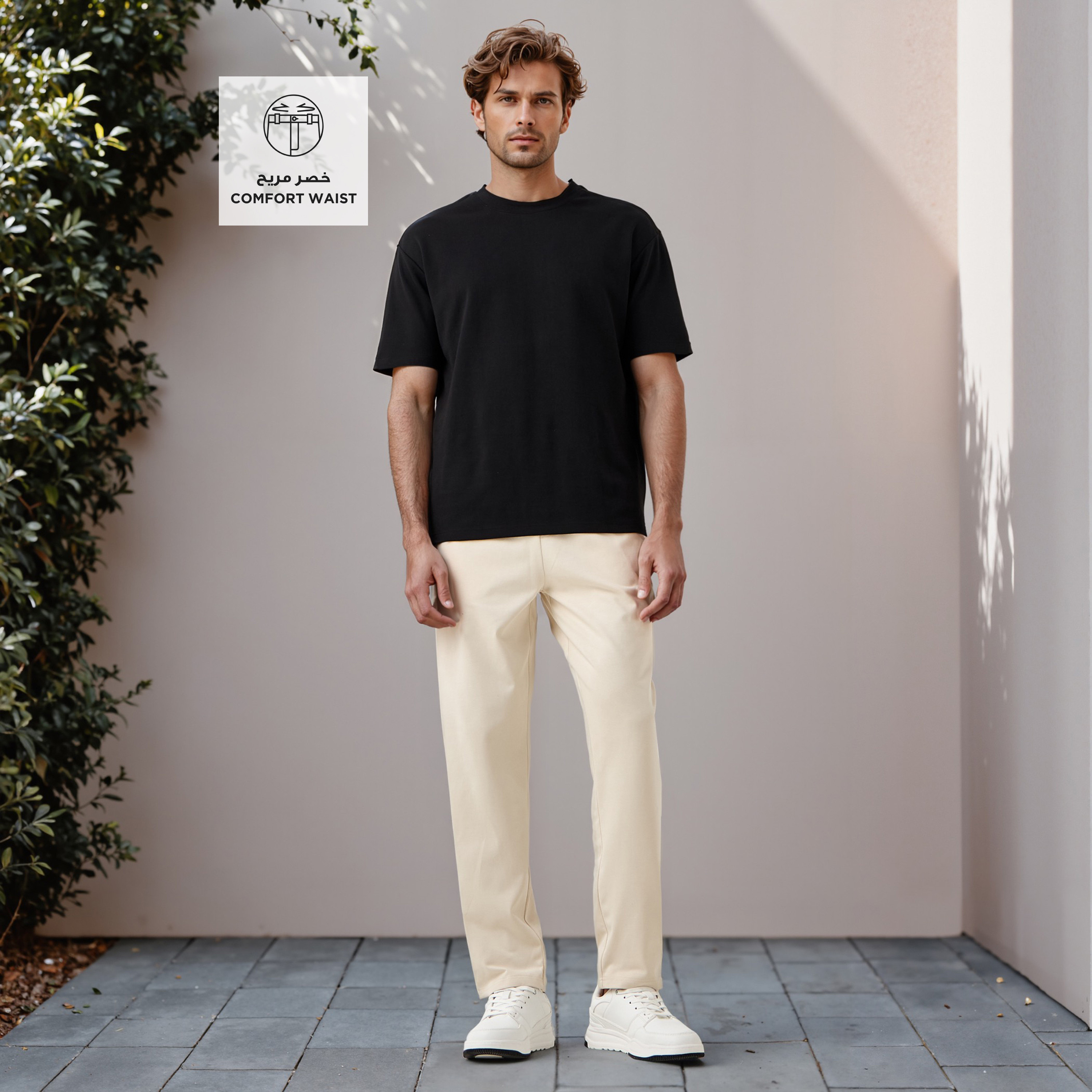 Regular Fit Flexi Waist Pants with Pocket -men-clothing-bottoms-trousersandchinos-trousers-image-2