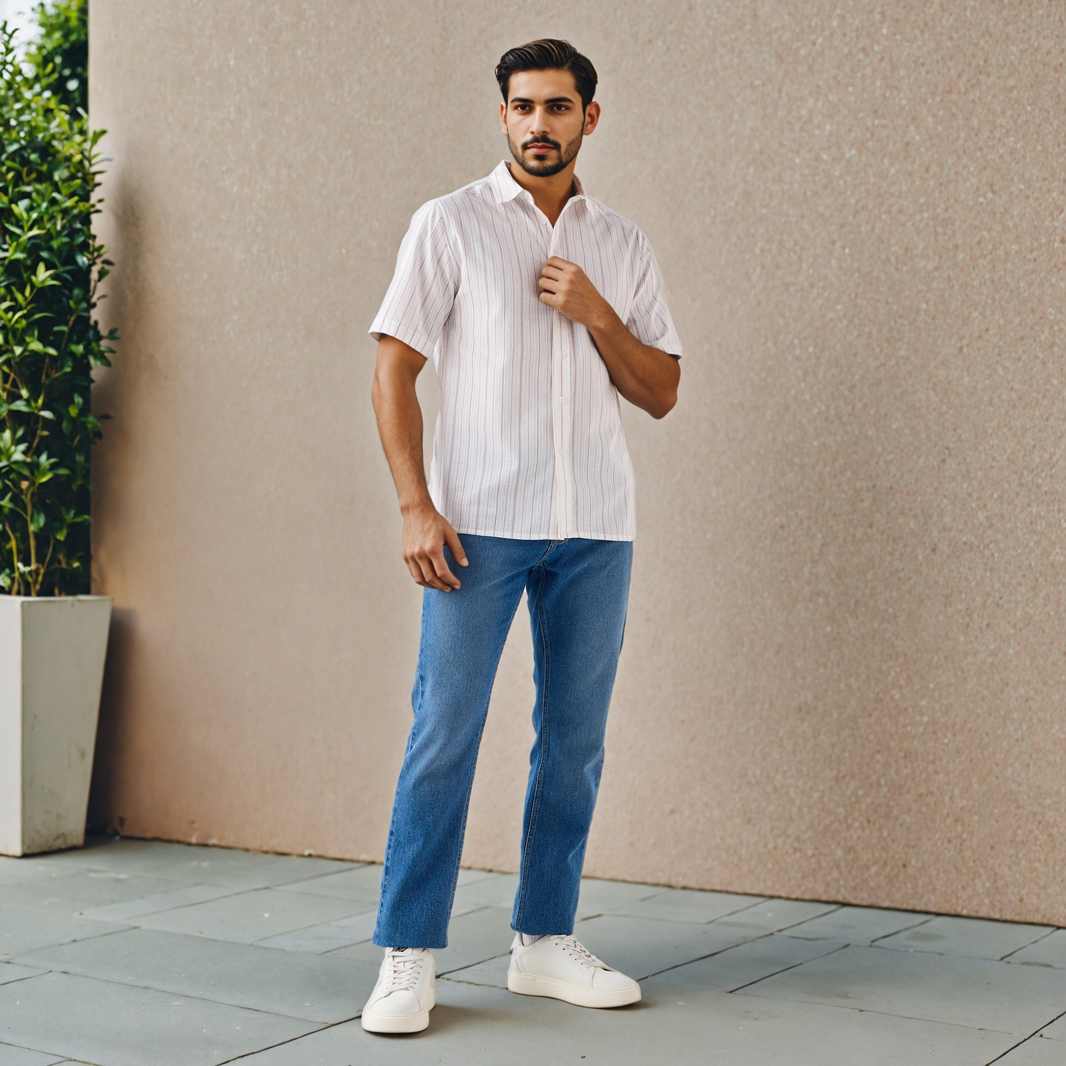 Regular Fit Pinstriped Seersucker Shirt-men-clothing-shirts-image-2