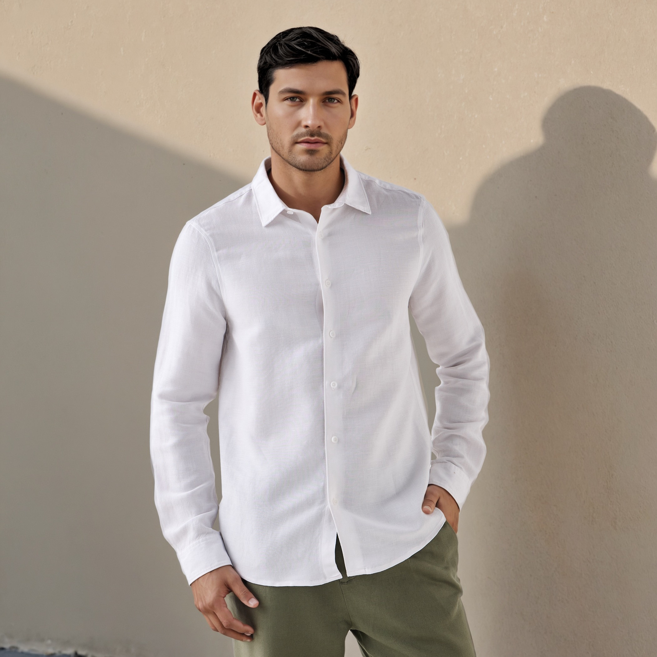 Regular Fit Linen Blend Shirt-men-clothing-shirts-image-1