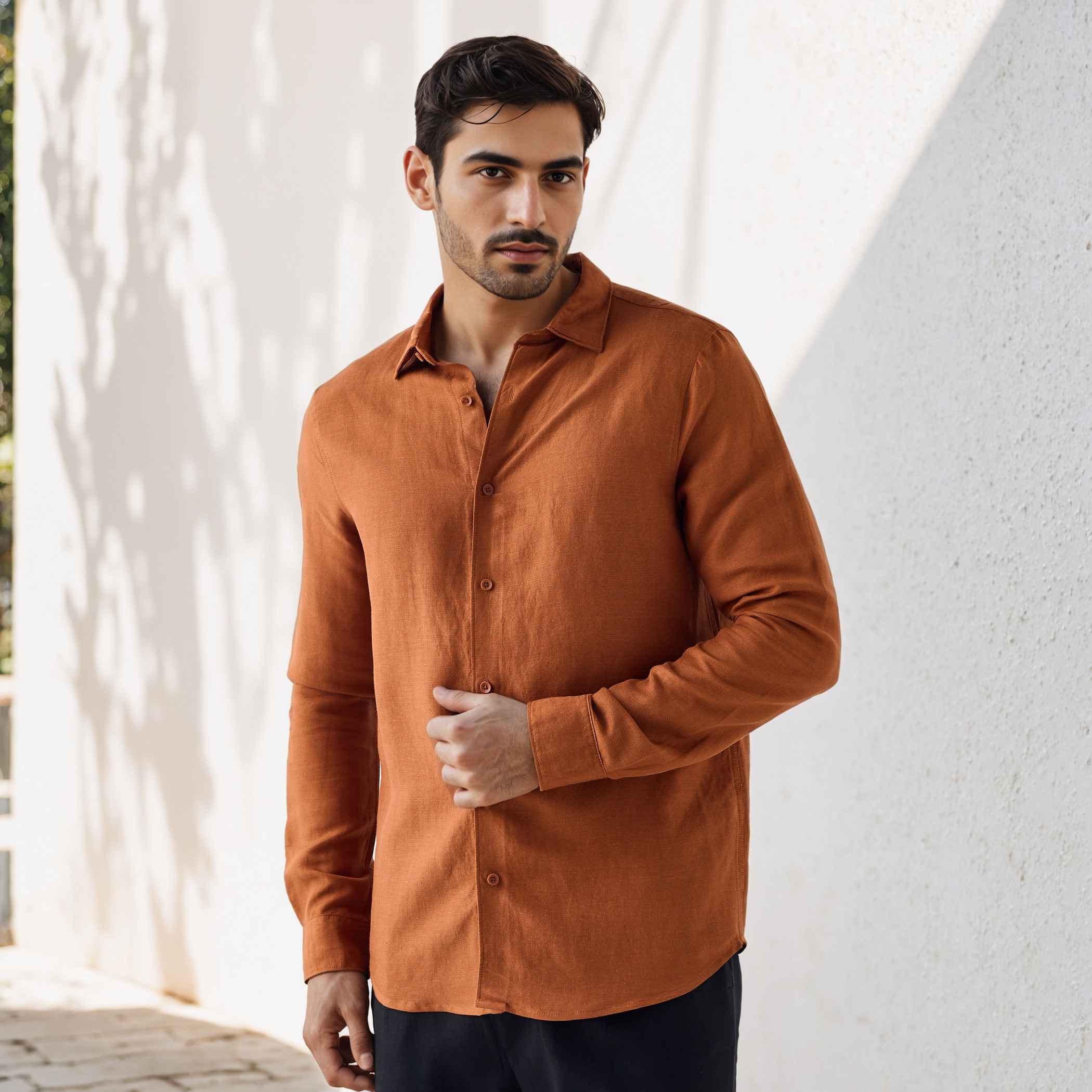 Regular Fit Linen Blend Shirt-men-clothing-shirts-image-1