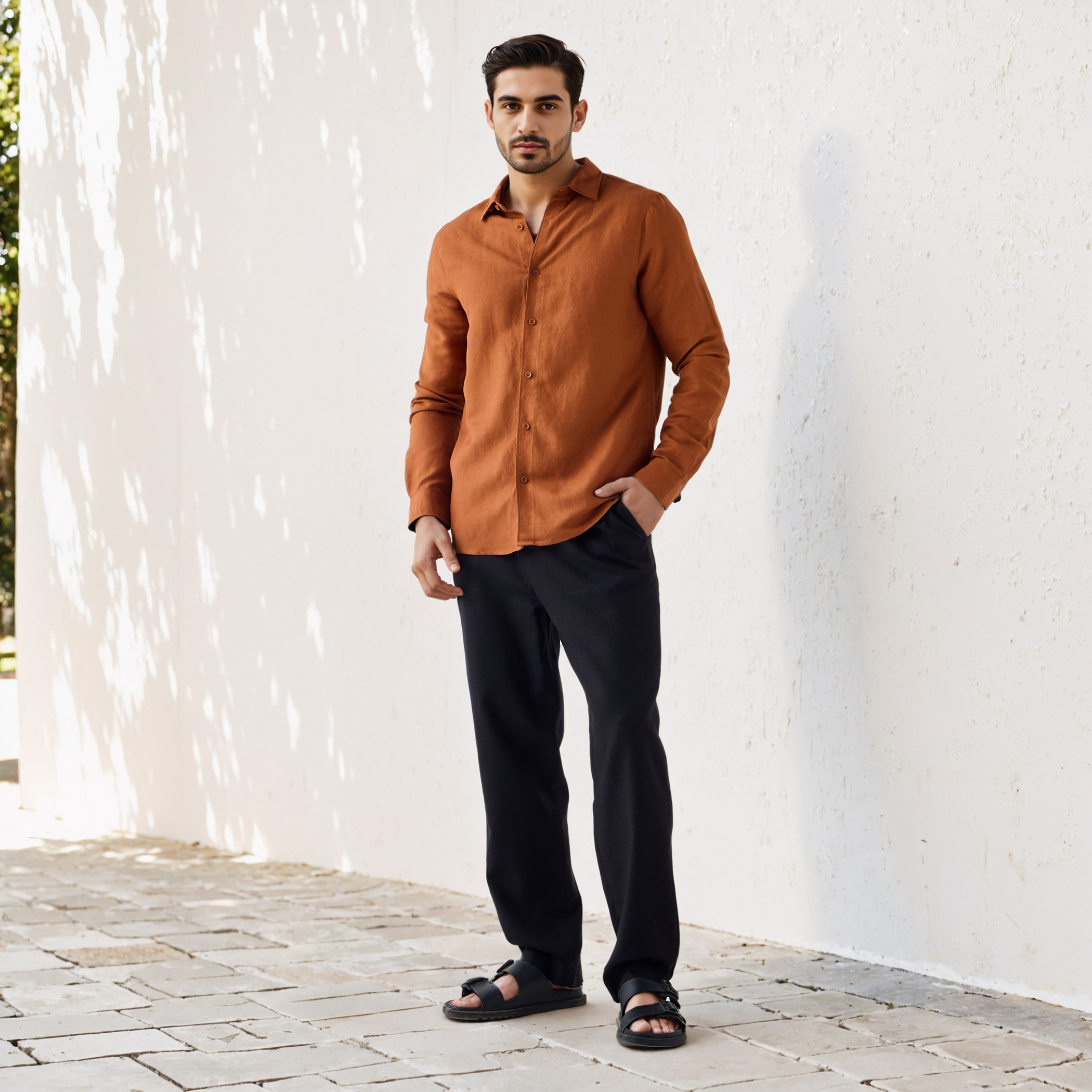 Regular Fit Linen Blend Shirt-men-clothing-shirts-image-2
