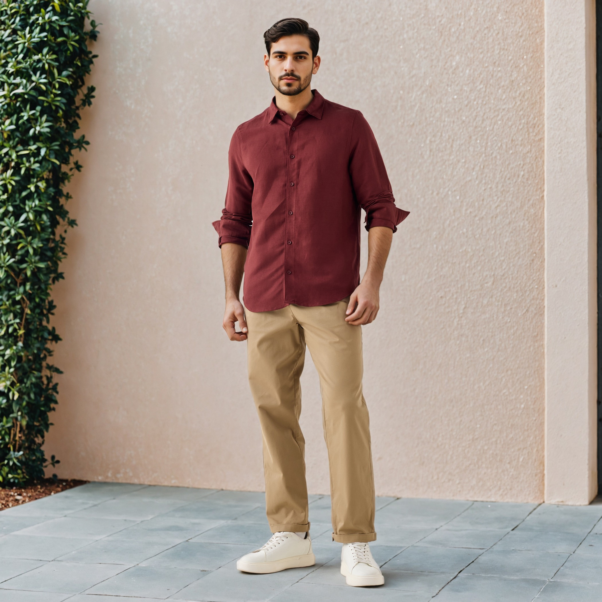 قميص من مزيج الكتان بقصة عادية-men-clothing-shirts-image-2