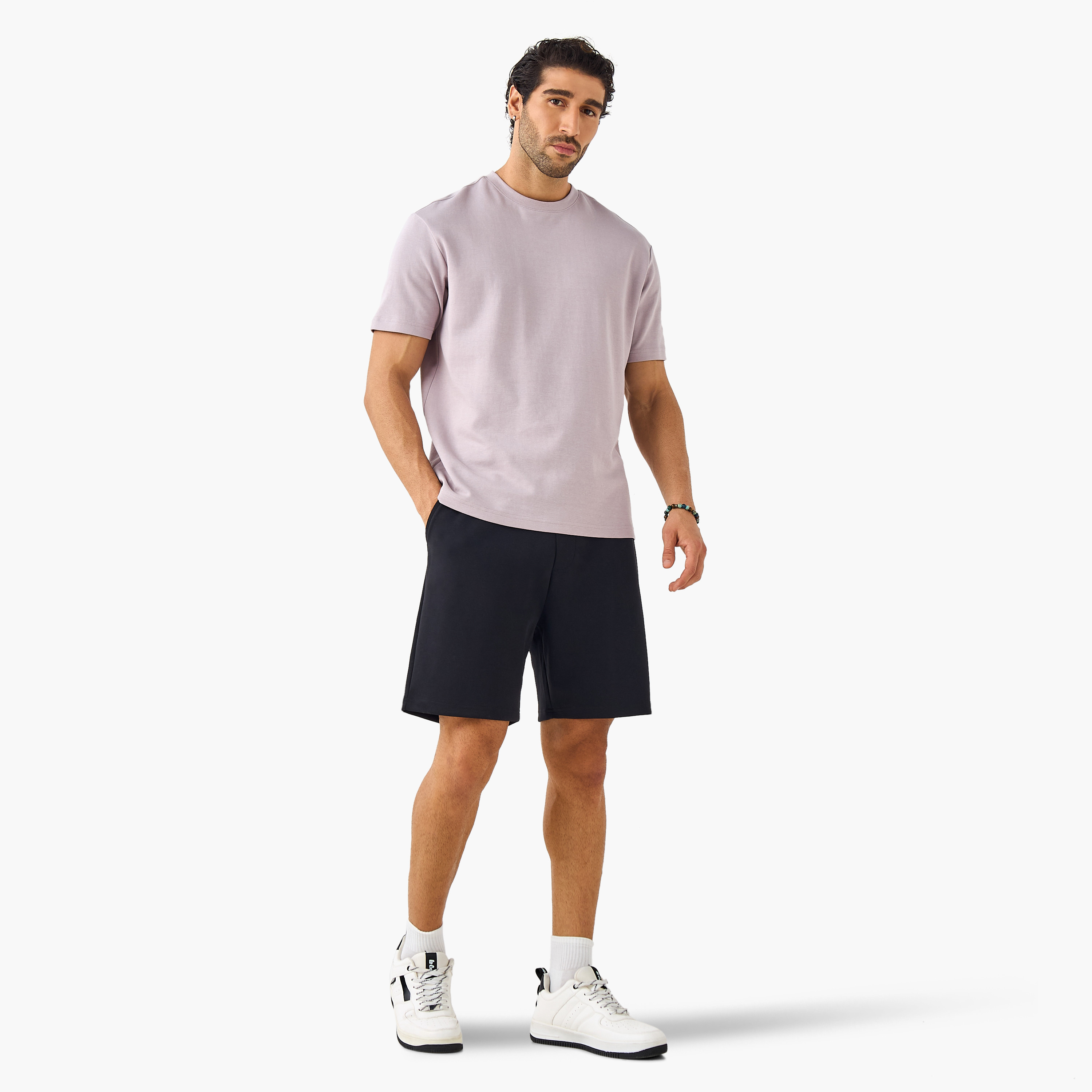 Regular Fit Scuba Flexi Waist Shorts with Pockets-men-clothing-bottoms-shorts-image-2