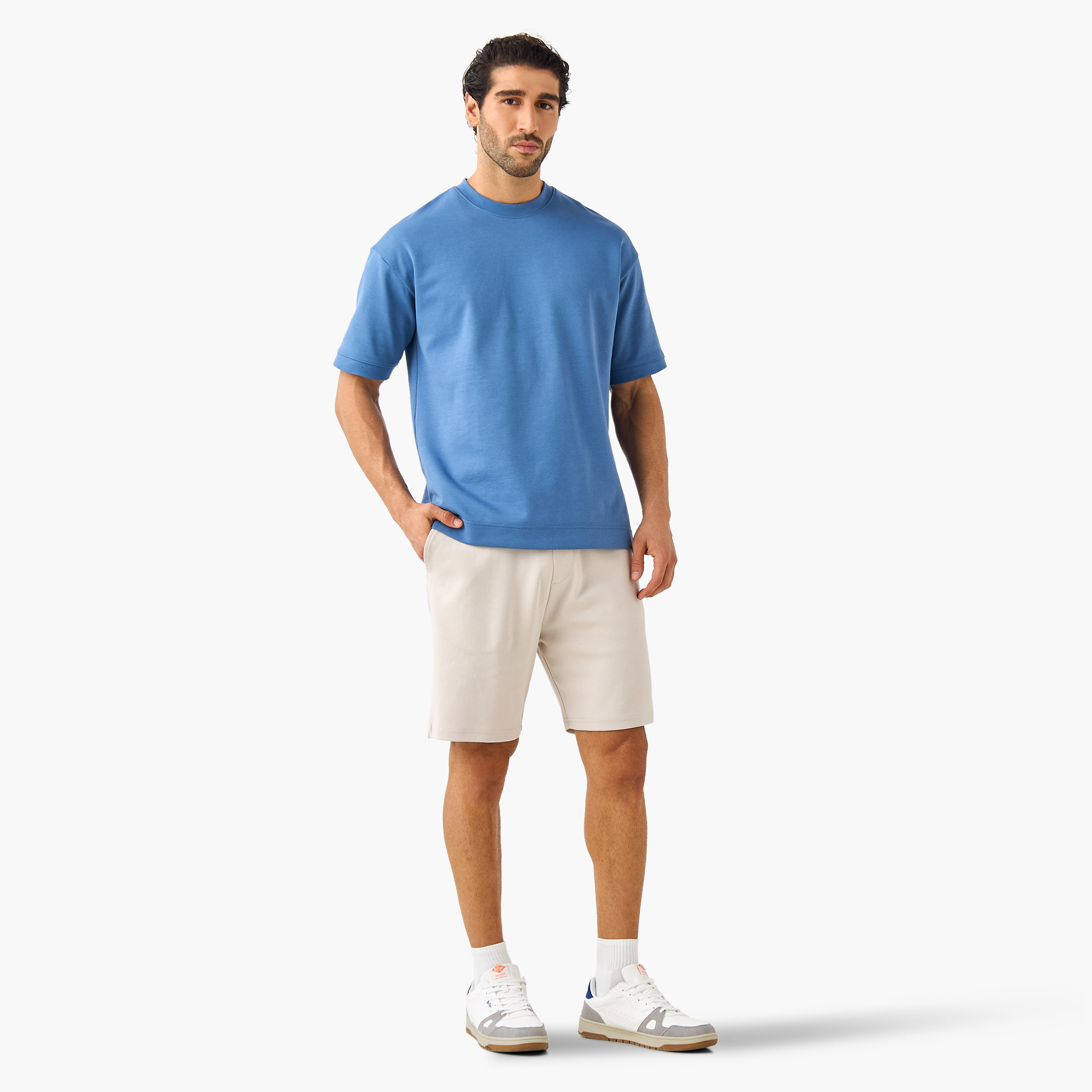 Regular Fit Scuba Flexi Waist Shorts with Pockets-men-clothing-bottoms-shorts-image-2