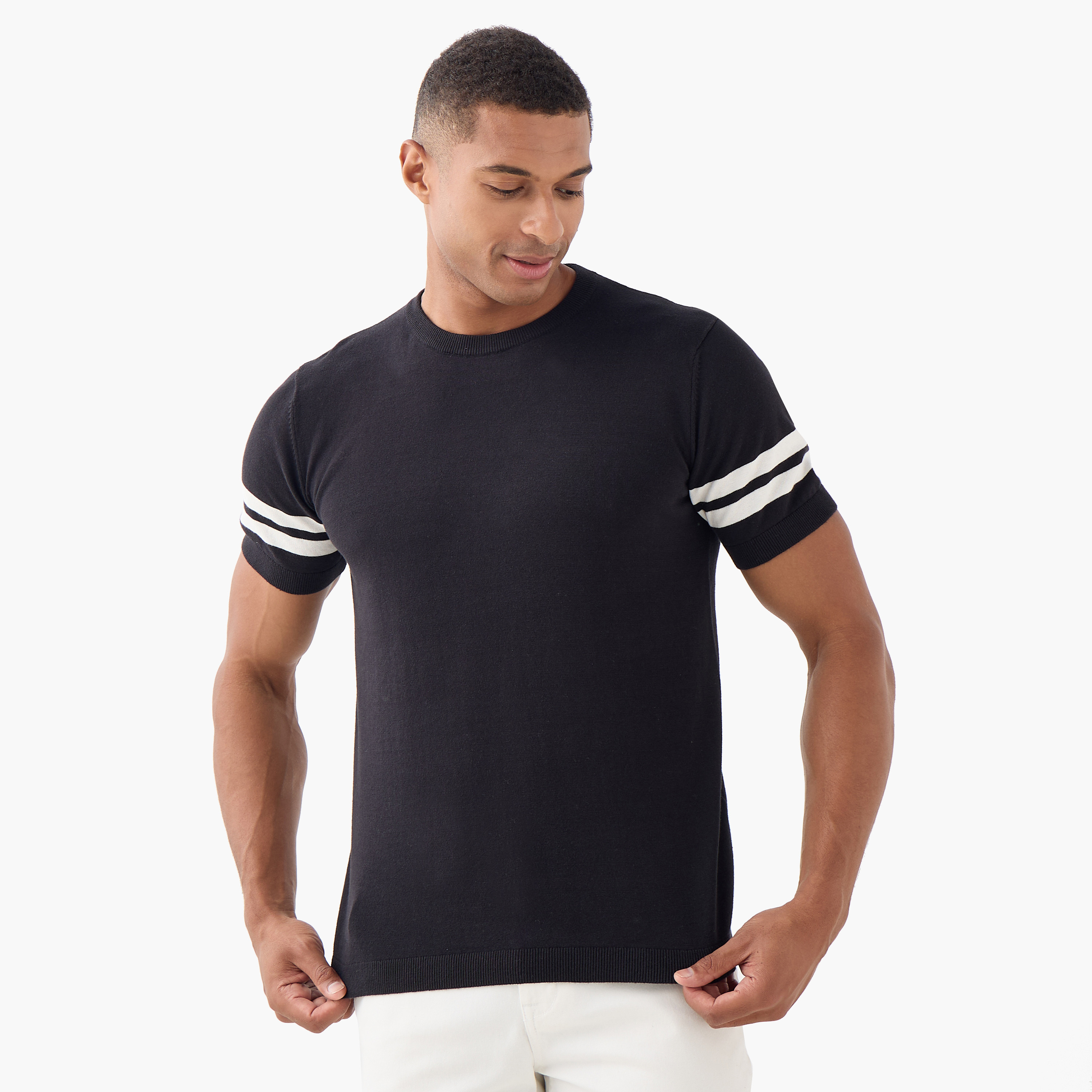 Stripe Detail Crew Neck T-shirt-men-clothing-tshirtsandpolos-tshirts-image-1