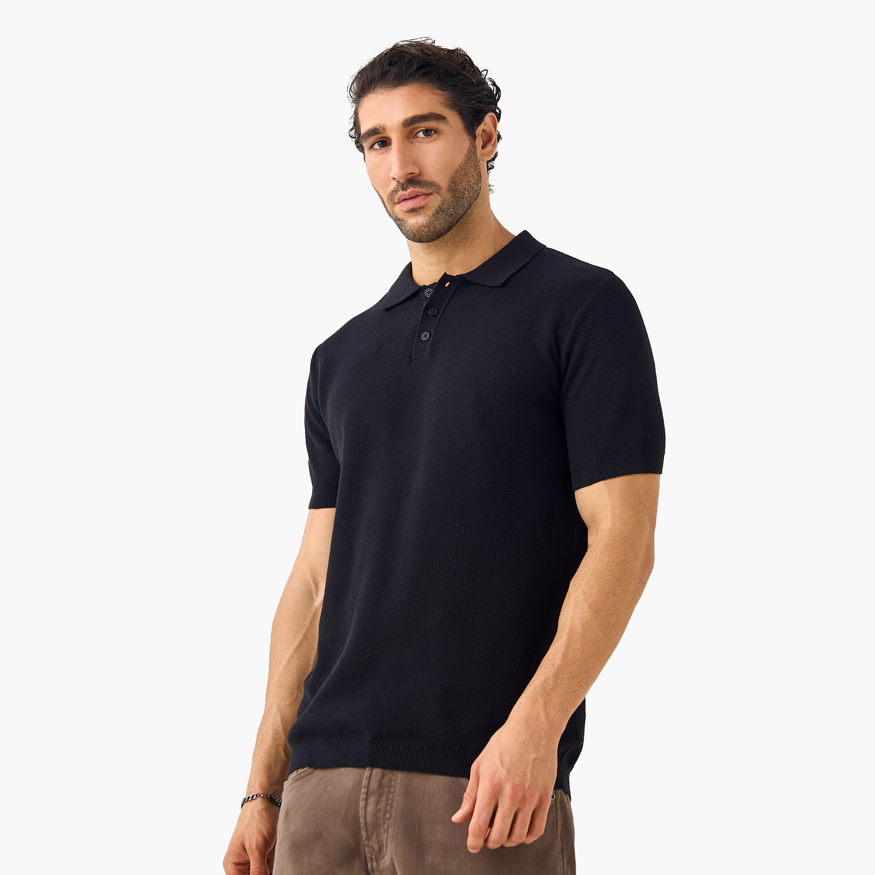 تيشيرت بولو  هيرنجبون بارز الملمس-men-clothing-tshirtsandpolos-polos-image-1
