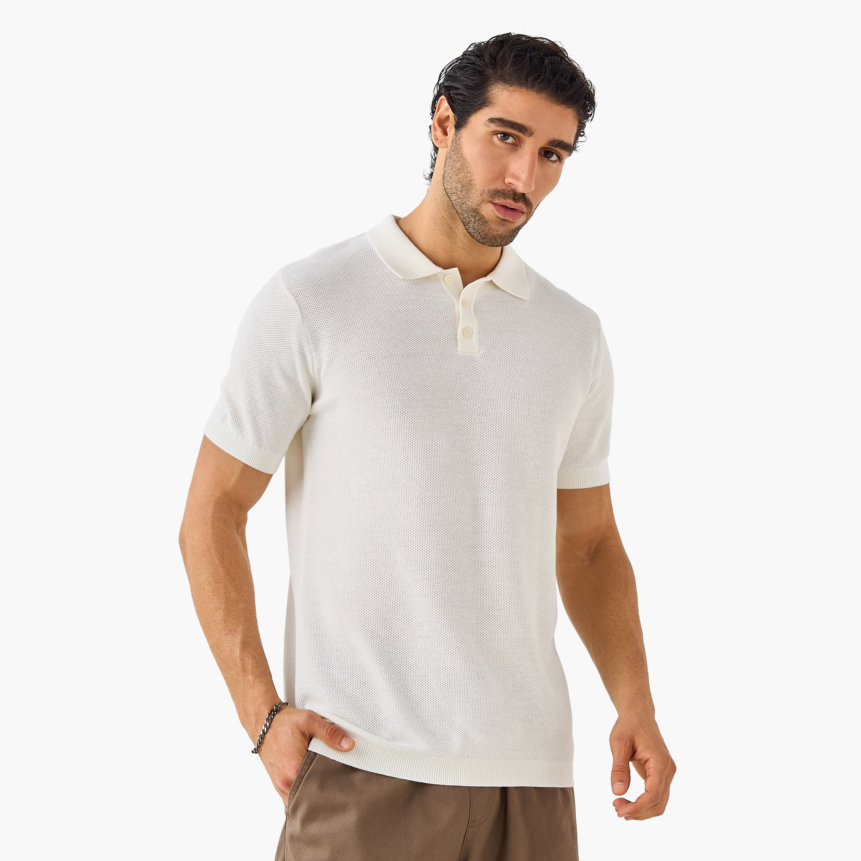 Herringbone Textured Polo T-shirt-men-clothing-tshirtsandpolos-polos-image-1