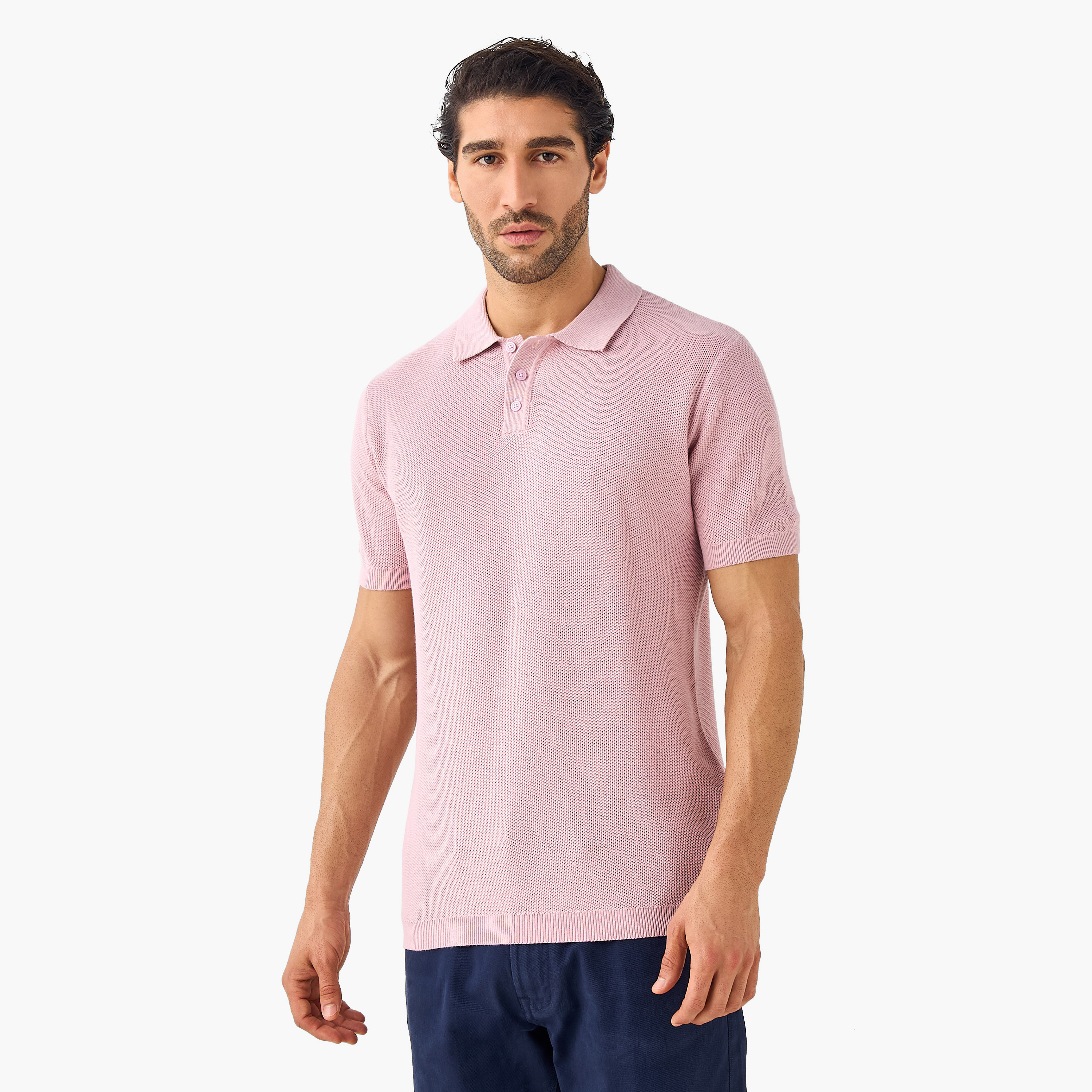 Herringbone Textured Polo T-shirt-men-clothing-tshirtsandpolos-polos-image-1