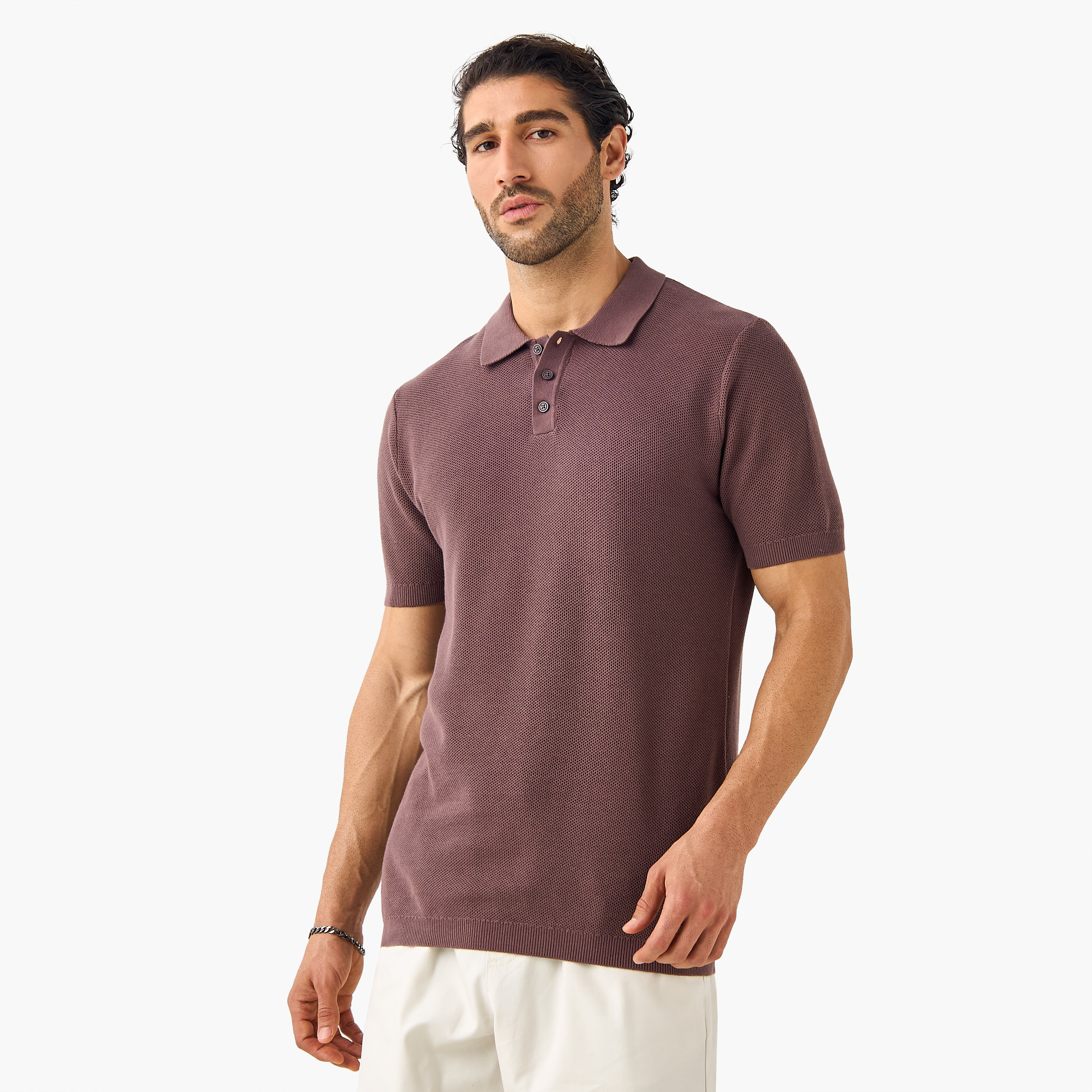 Herringbone Textured Polo T-shirt-men-clothing-tshirtsandpolos-polos-image-1