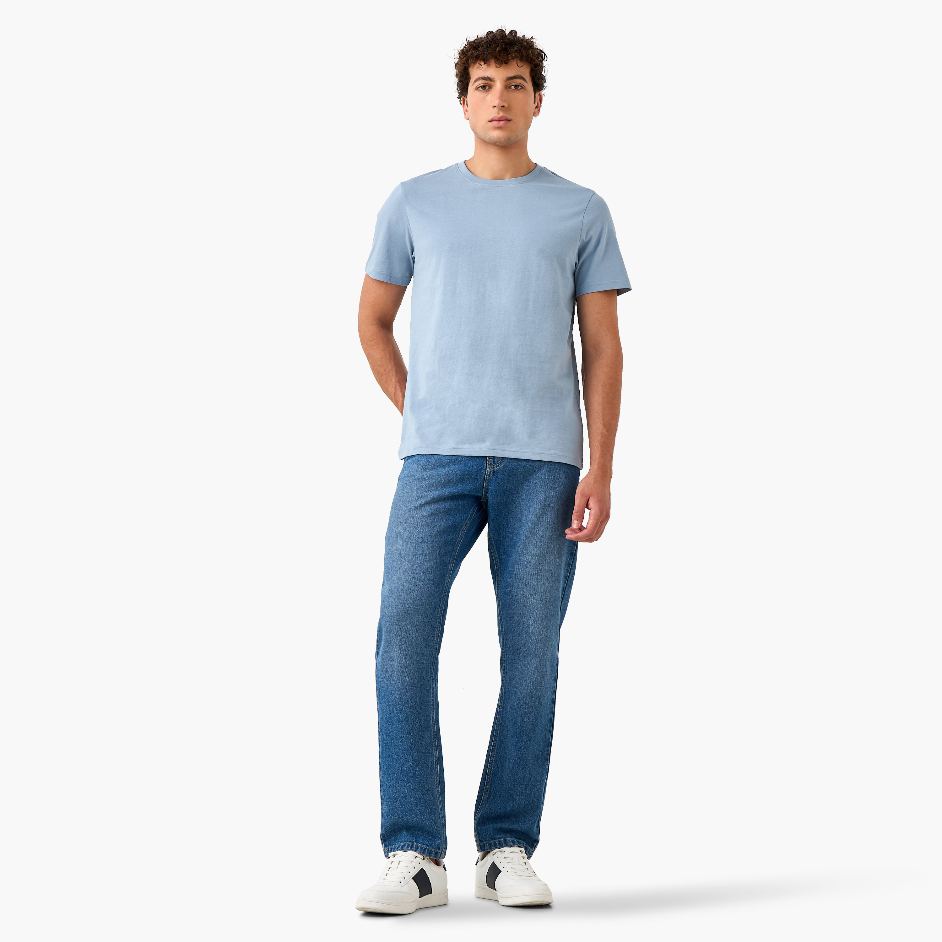 Regular Fit Crew Neck T-shirt with Short Sleeves-men-clothing-tshirtsandpolos-tshirts-image-2