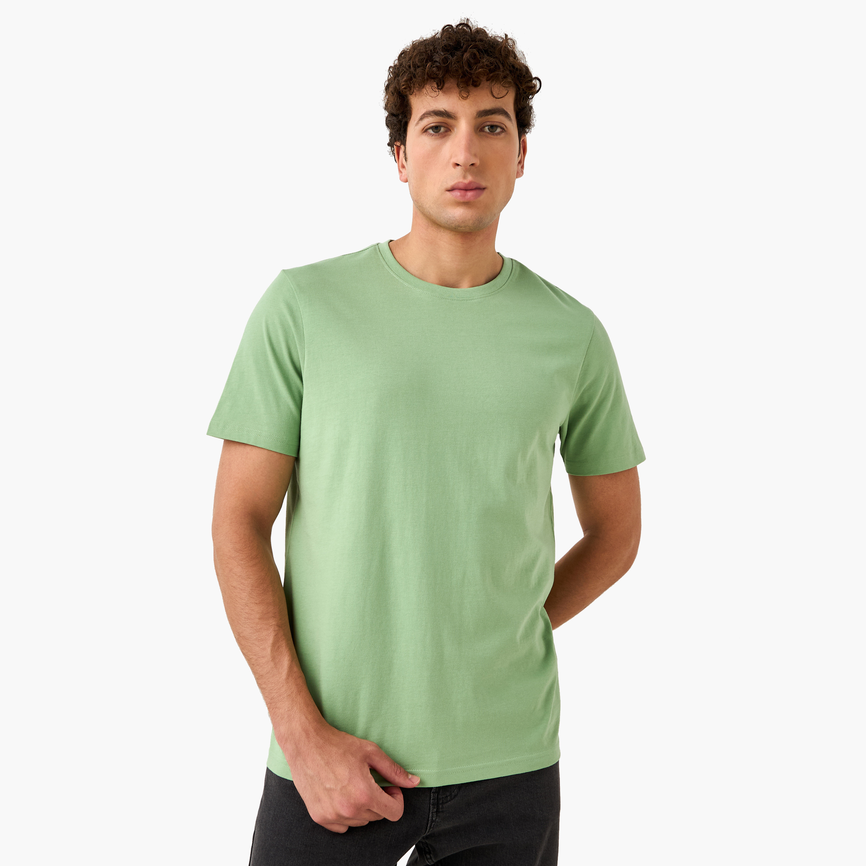 Regular Fit Crew Neck T-shirt with Short Sleeves-men-clothing-tshirtsandpolos-tshirts-image-11