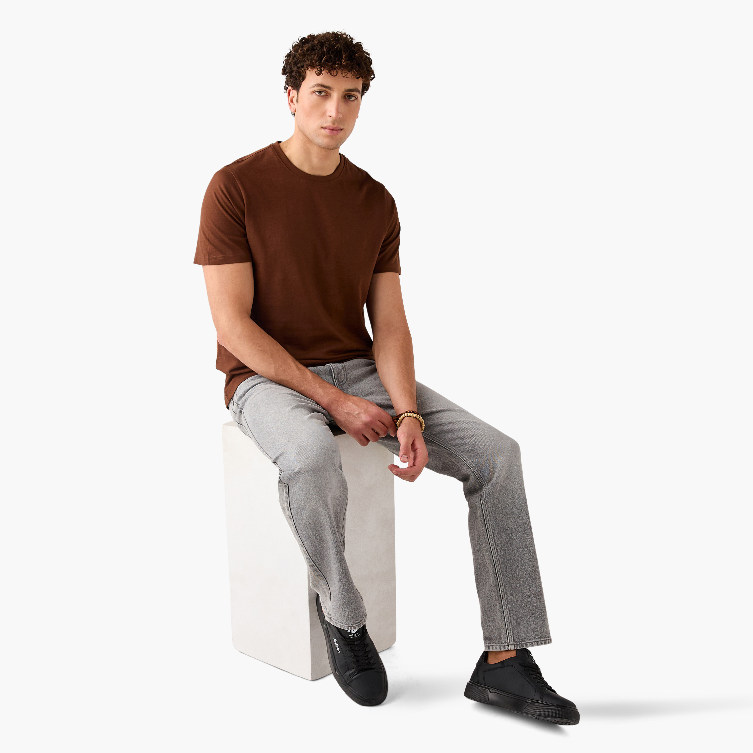 Regular Fit Crew Neck T-shirt with Short Sleeves-men-clothing-tshirtsandpolos-tshirts-image-2