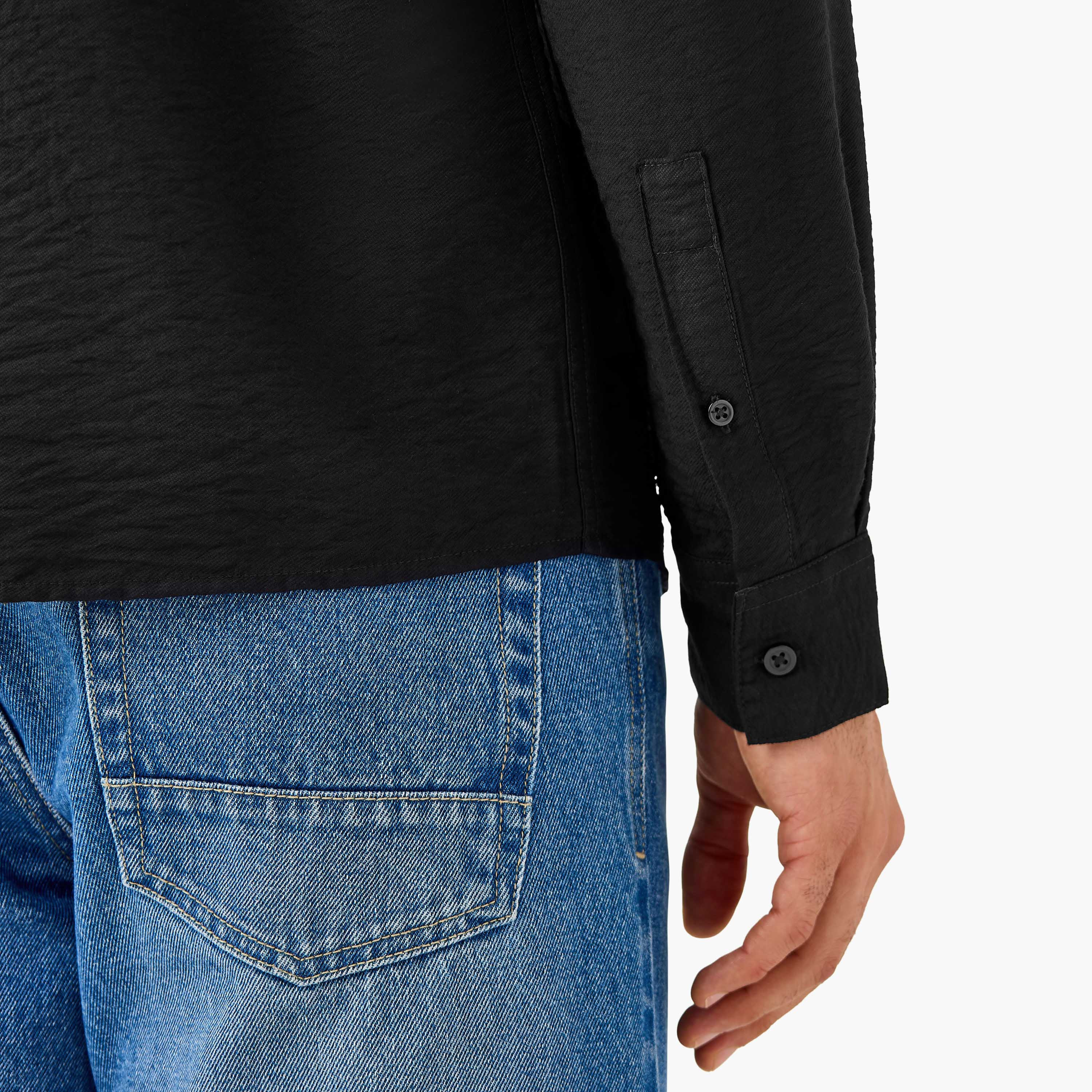 Regular Fit Crinkle Textured Collared Shirt-men-clothing-shirts-image-5