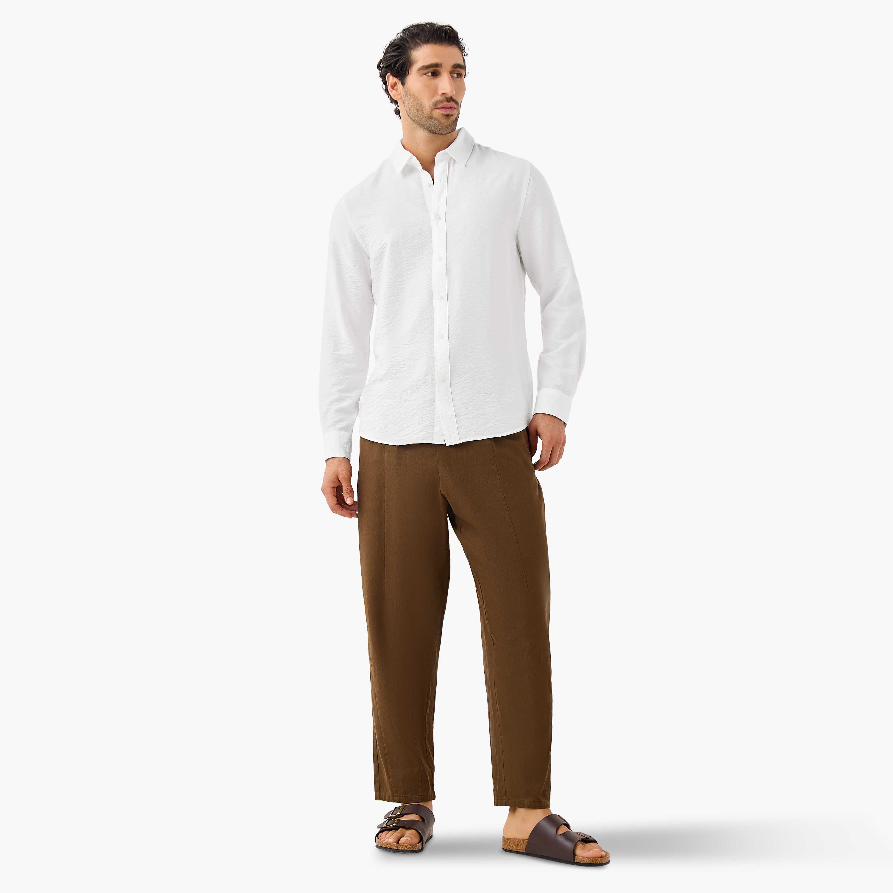 Regular Fit Crinkle Textured Collared Shirt-men-clothing-shirts-image-2