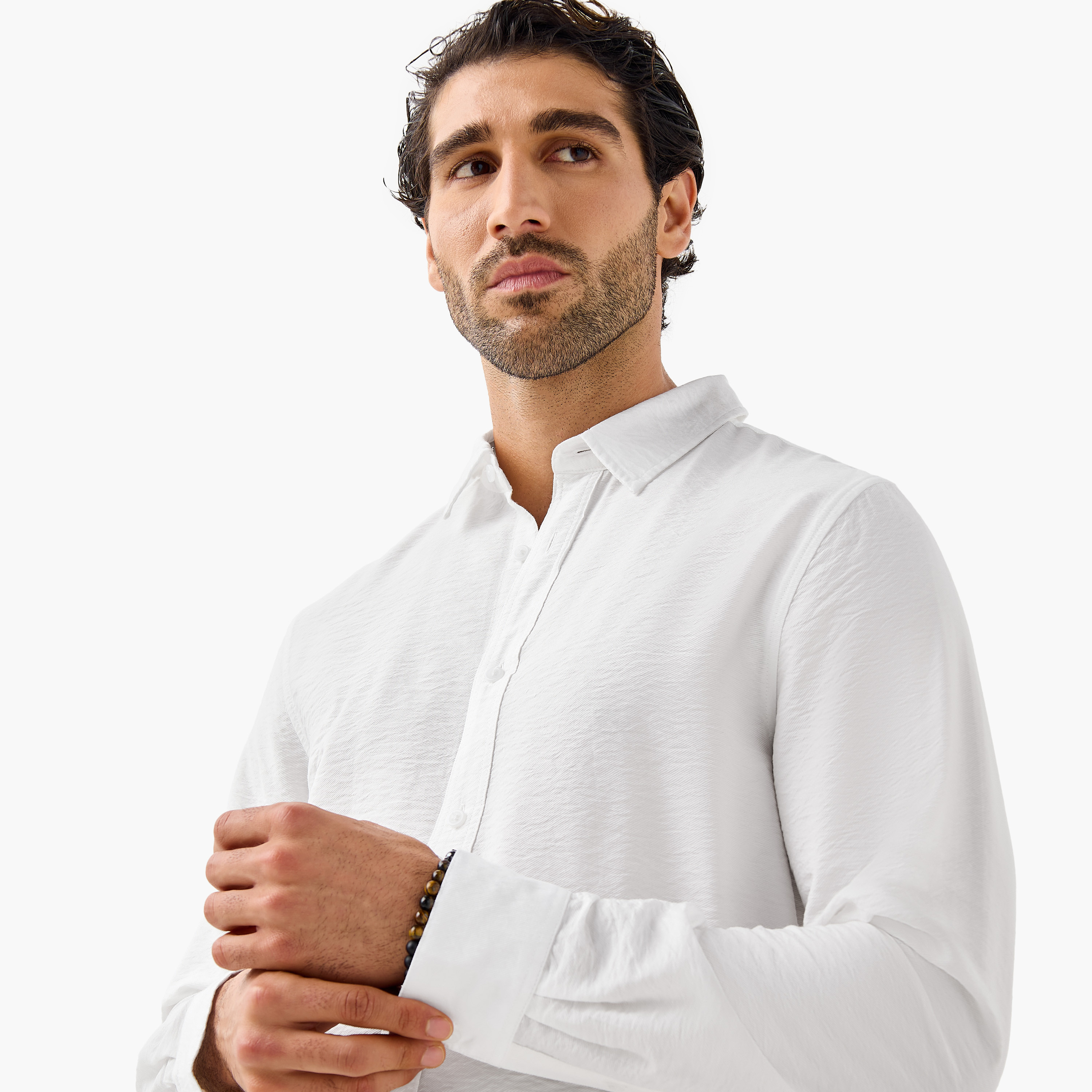 Regular Fit Crinkle Textured Collared Shirt-men-clothing-shirts-image-4