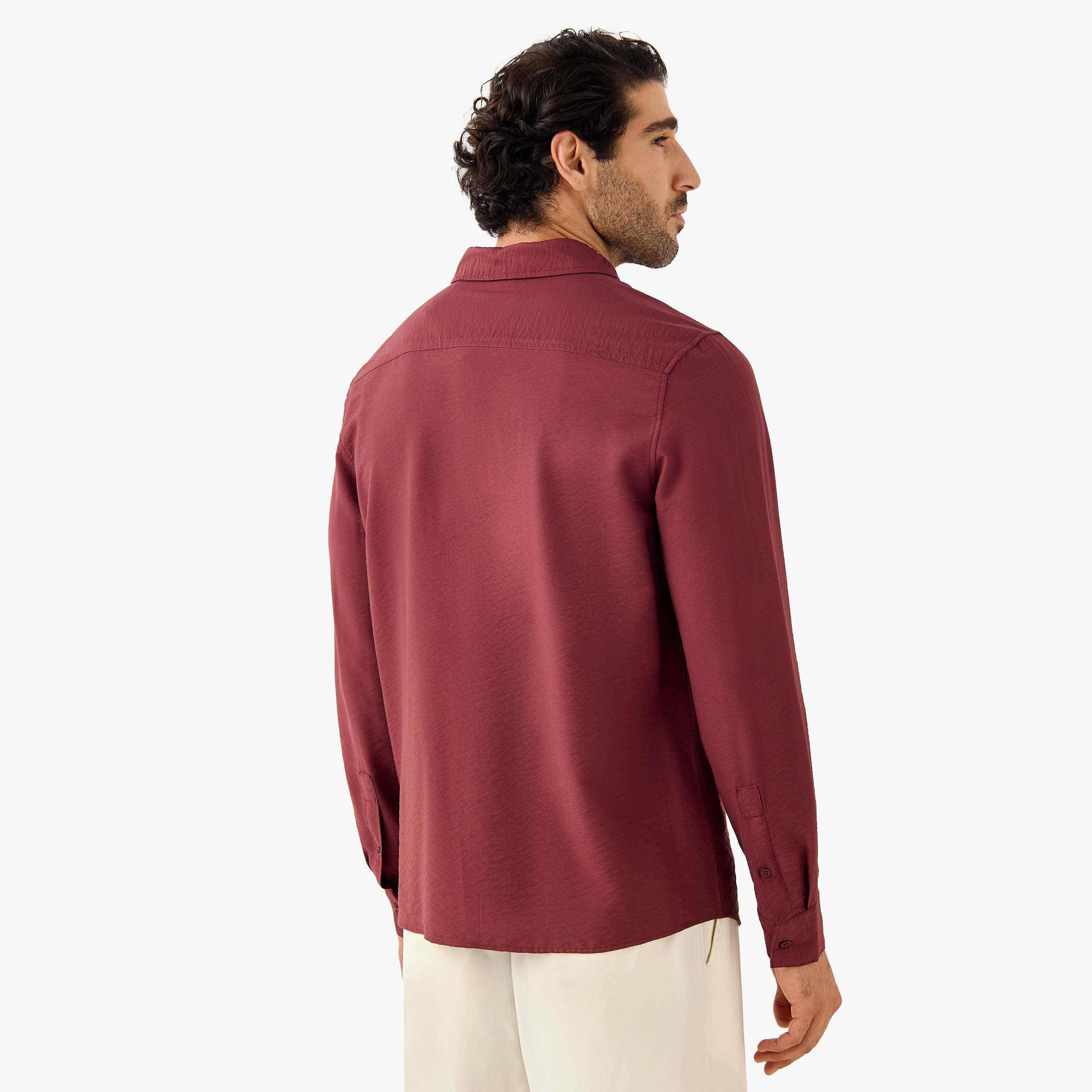Regular Fit Crinkle Textured Collared Shirt-men-clothing-shirts-image-3