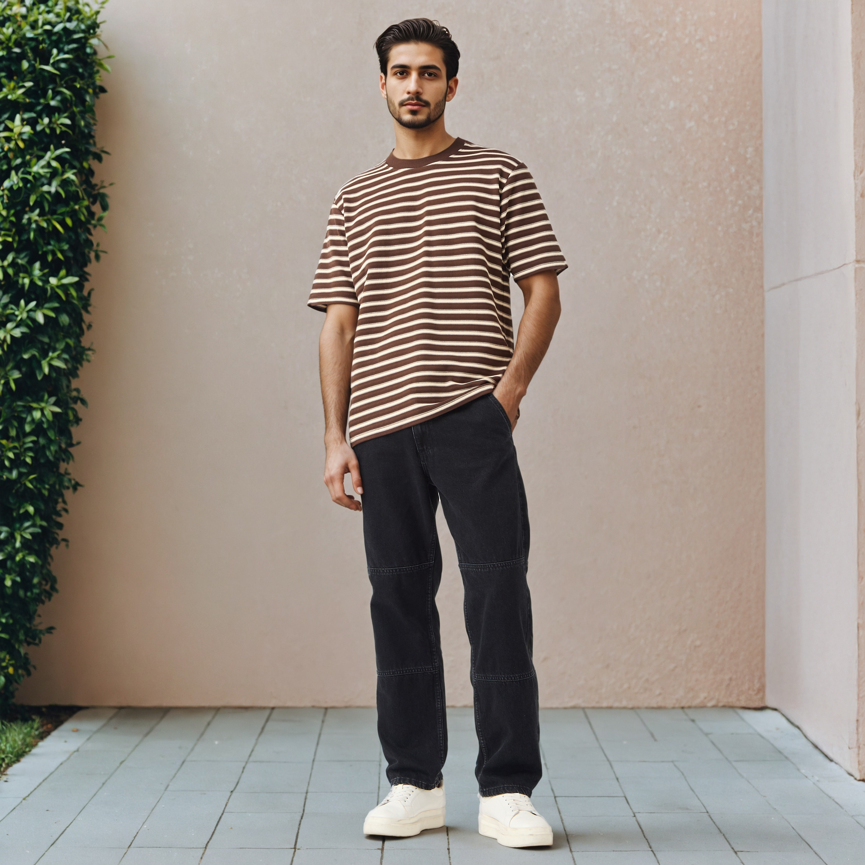 تيشيرت عثماني مخطط بياقة ضيقة-men-clothing-tshirtsandpolos-tshirts-image-2