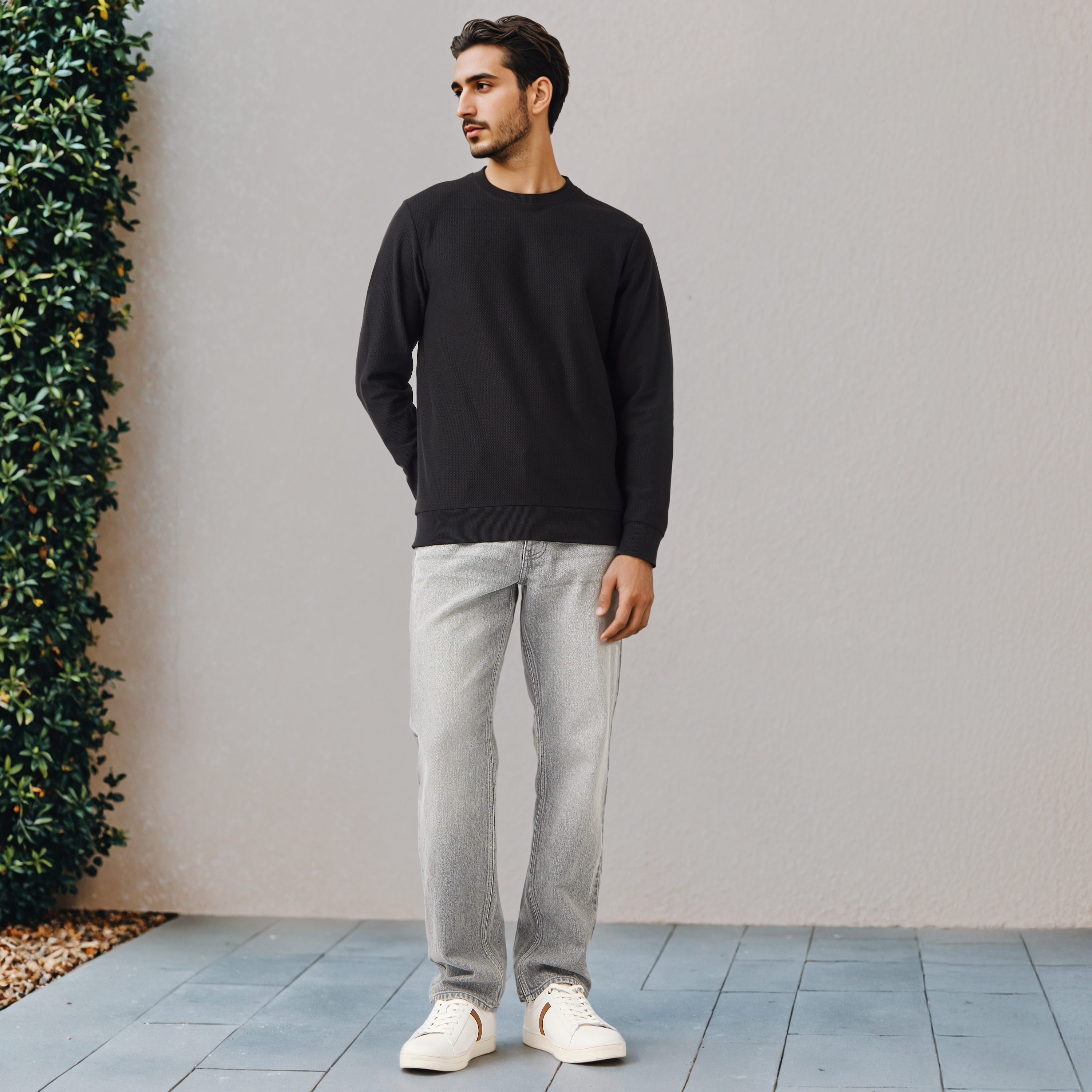 Herringbone Textured Sweatshirt-men-winterwear-hoodiesandsweatshirts-image-2