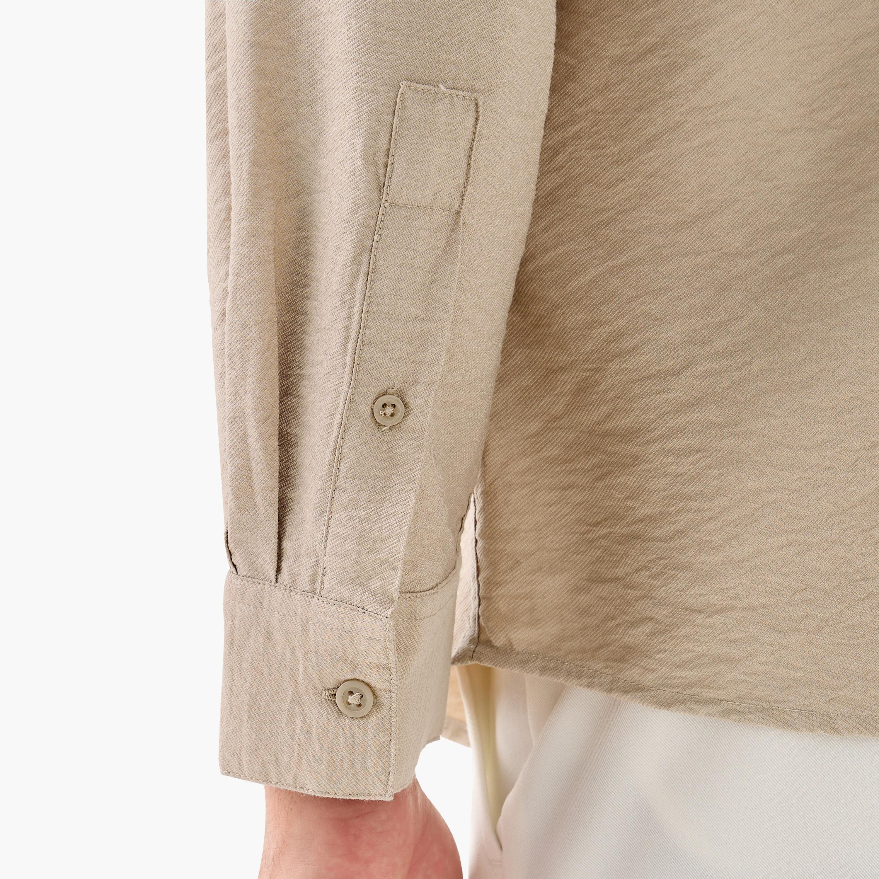 Men Regular Fit Collared Crinkle Texture Long Sleeves Shirt-men-clothing-shirts-image-4