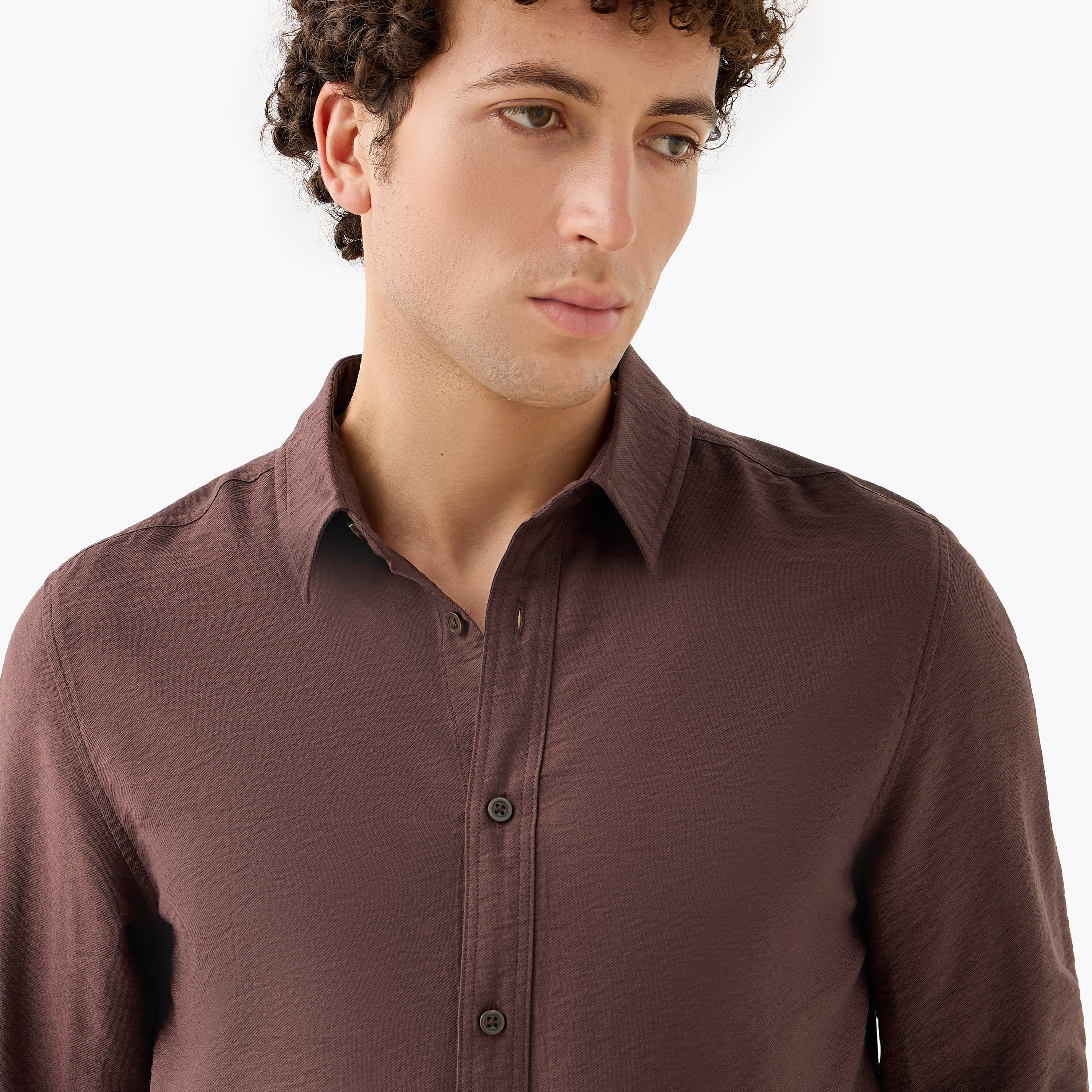 Men Regular Fit Collared Crinkle Texture Long Sleeves Shirt-men-clothing-shirts-image-4