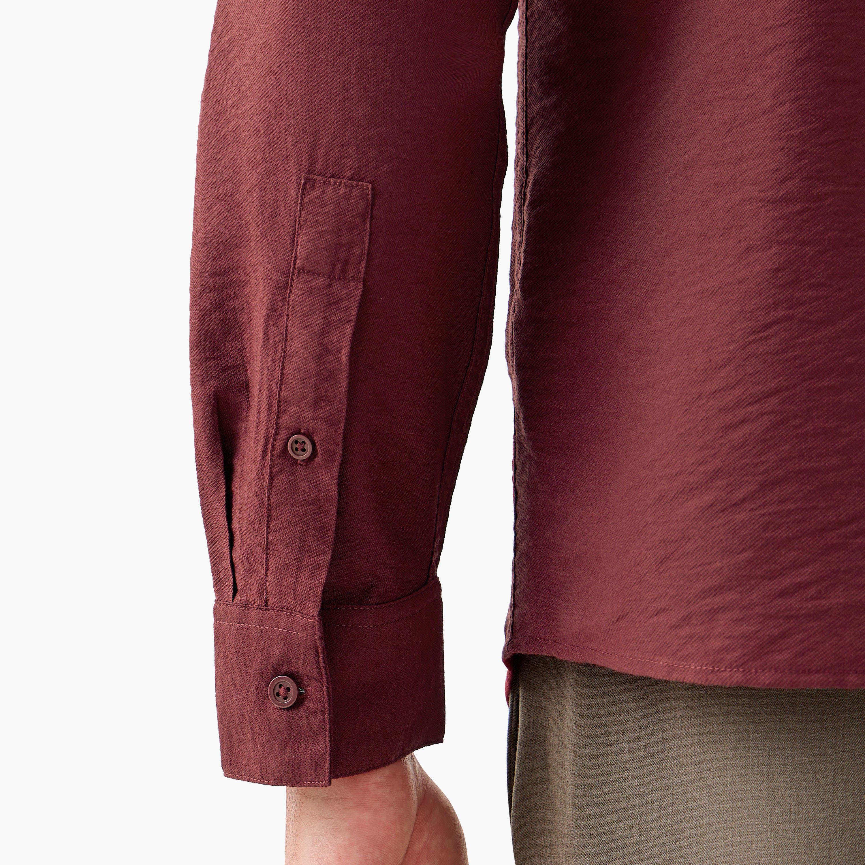 Men Regular Fit Collared Crinkle Texture Long Sleeves Shirt-men-clothing-shirts-image-5