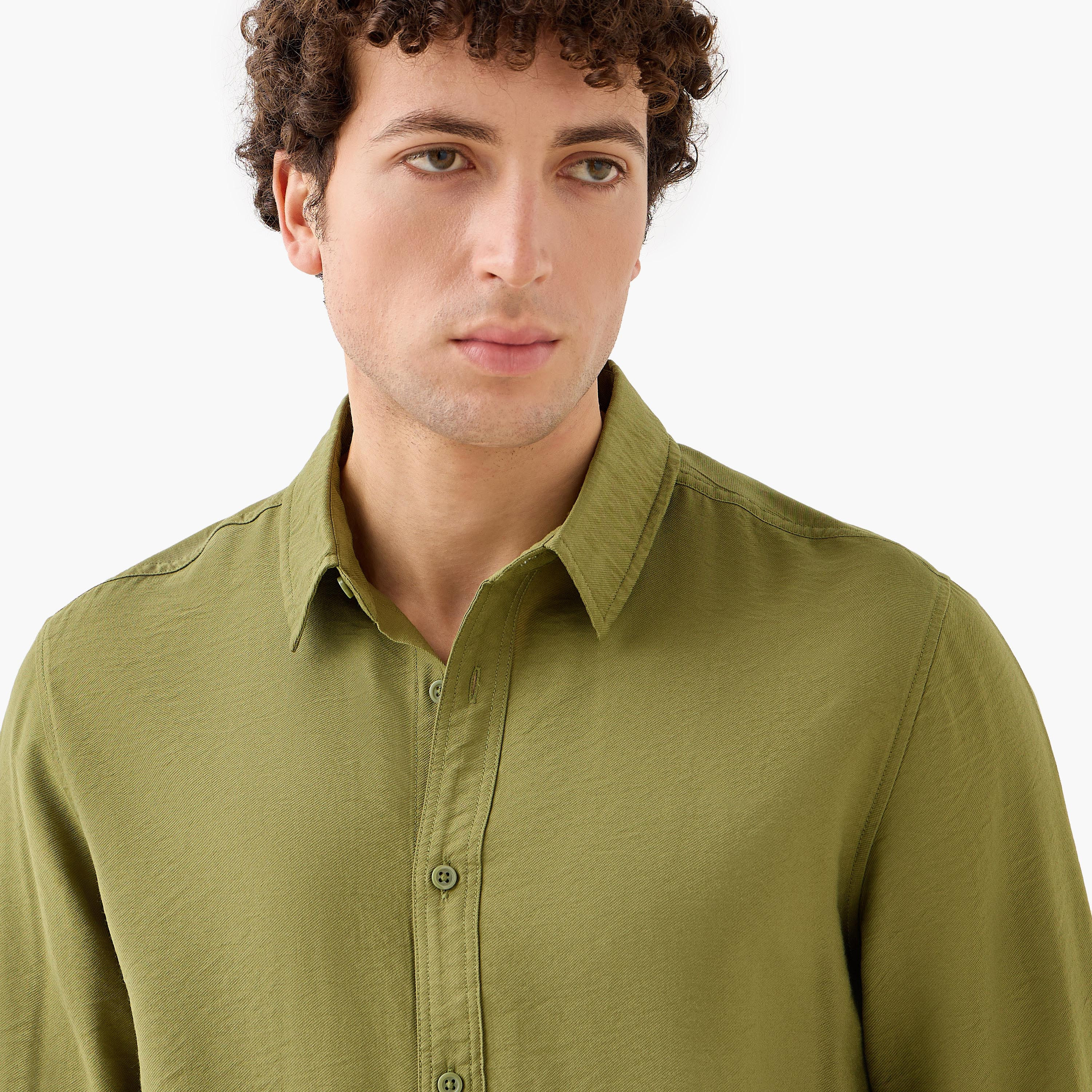 Men Regular Fit Collared Crinkle Texture Long Sleeves Shirt-men-clothing-shirts-image-4
