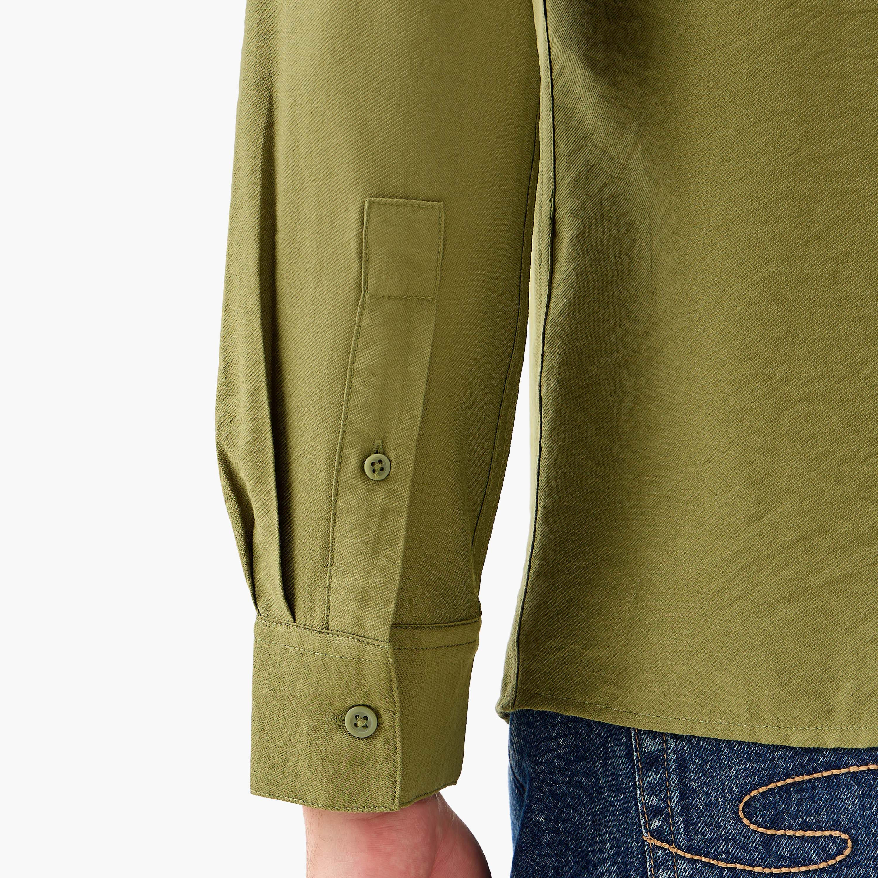 Men Regular Fit Collared Crinkle Texture Long Sleeves Shirt-men-clothing-shirts-image-5