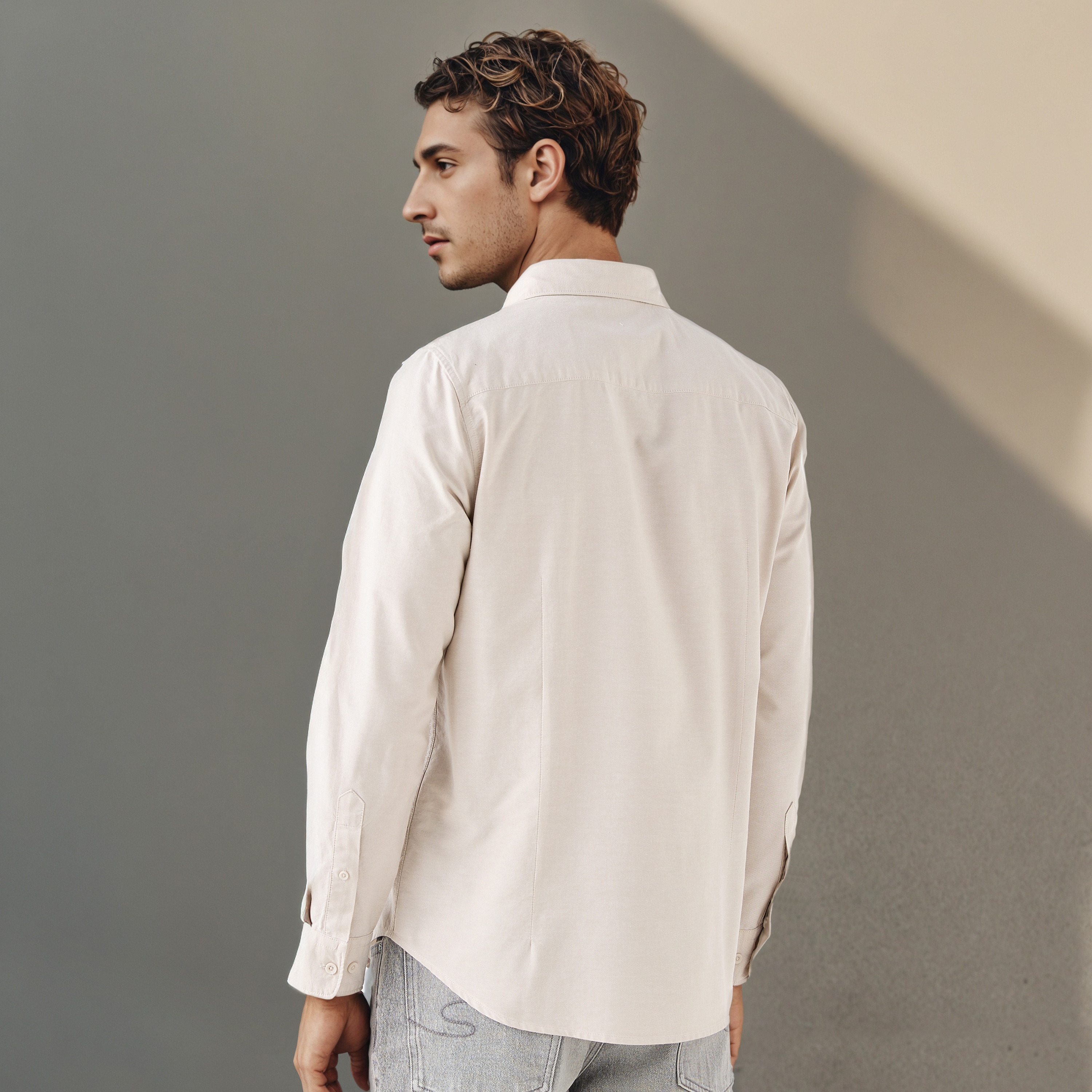 Men's Button Down Collar Long Sleeves Shirt-men-clothing-shirts-image-3