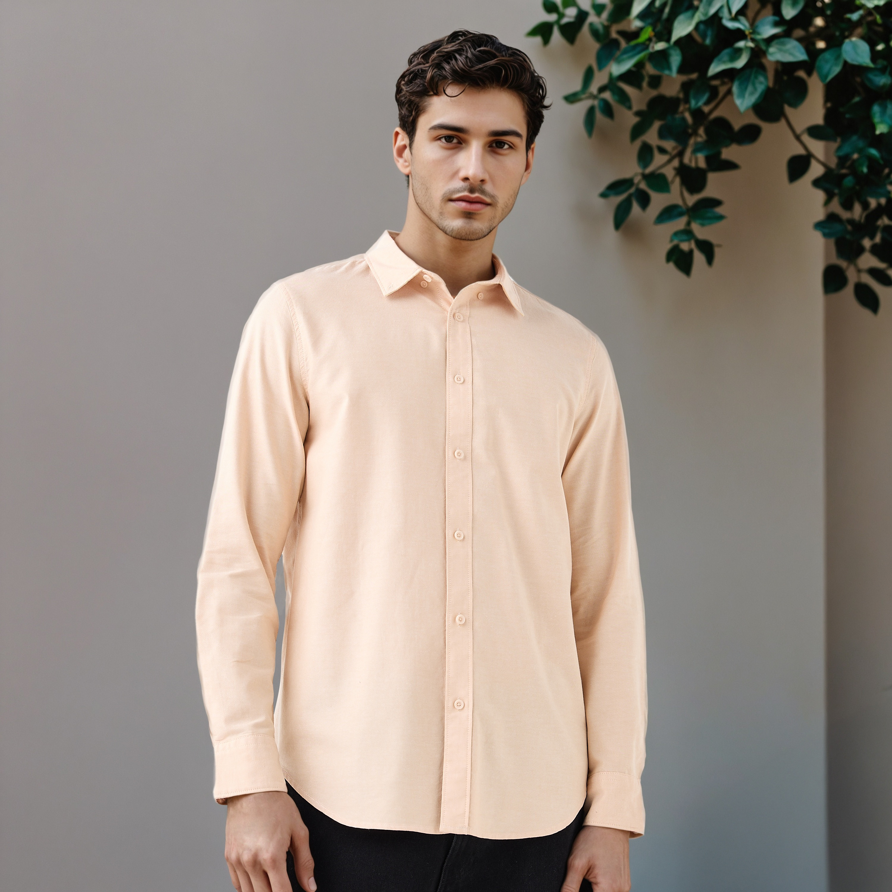 قميص بارز الملمس بياقة وأزرار وأكمام طويلة للرجال-men-clothing-shirts-image-4