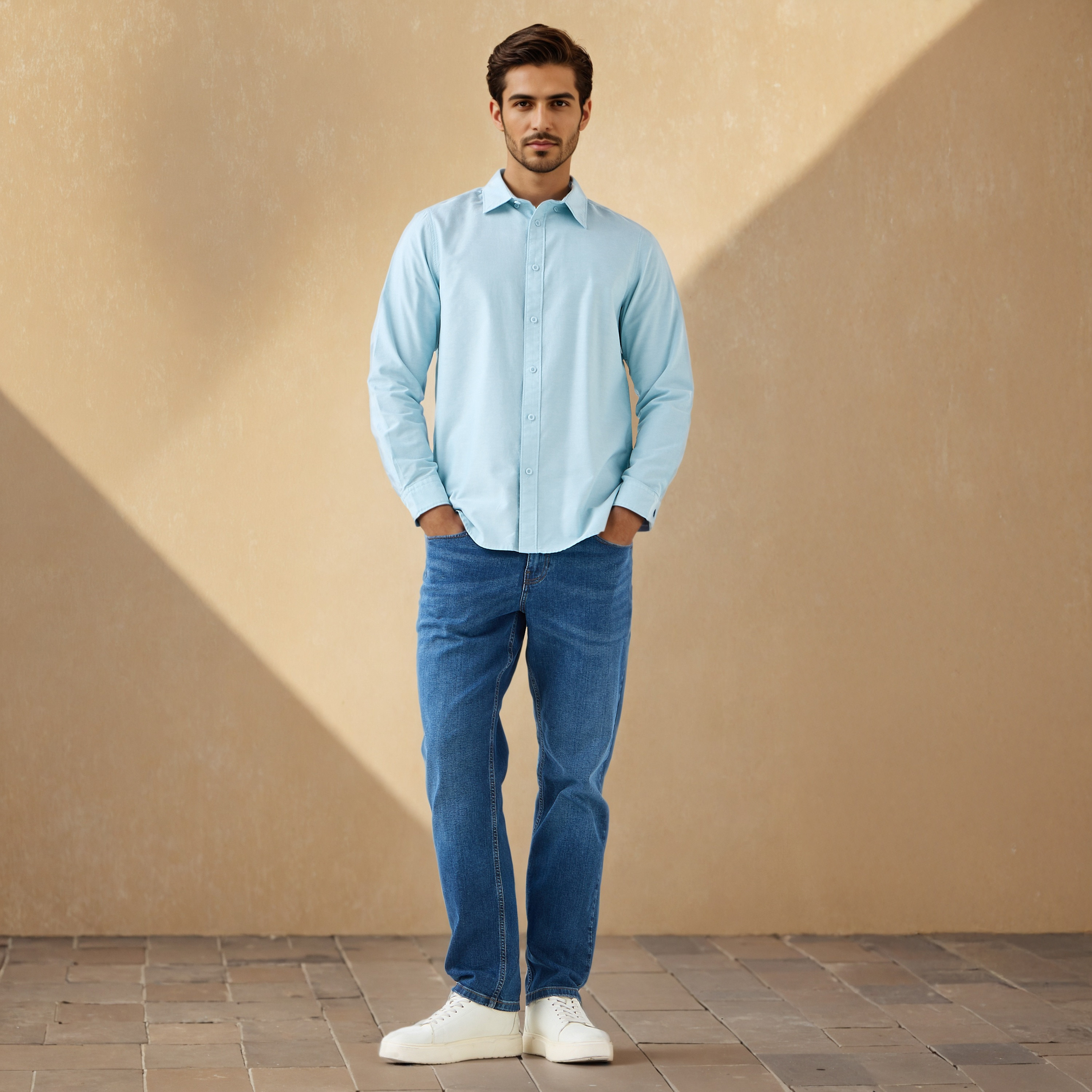 Men's Button Down Collar Long Sleeves Shirt-men-clothing-shirts-image-2