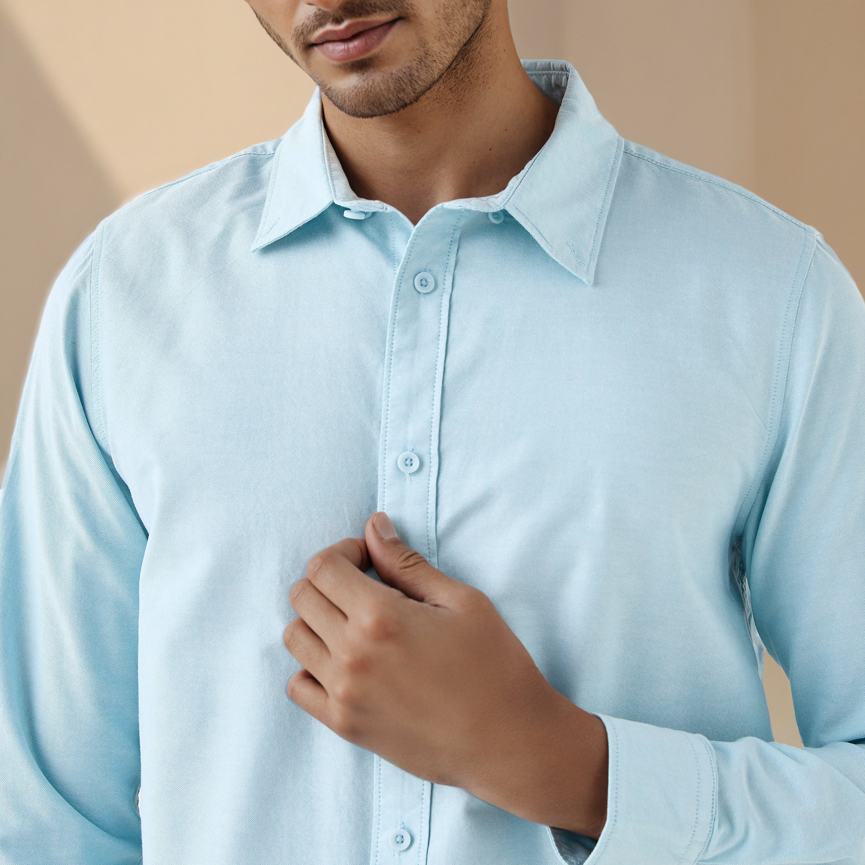 Men's Button Down Collar Long Sleeves Shirt-men-clothing-shirts-image-5