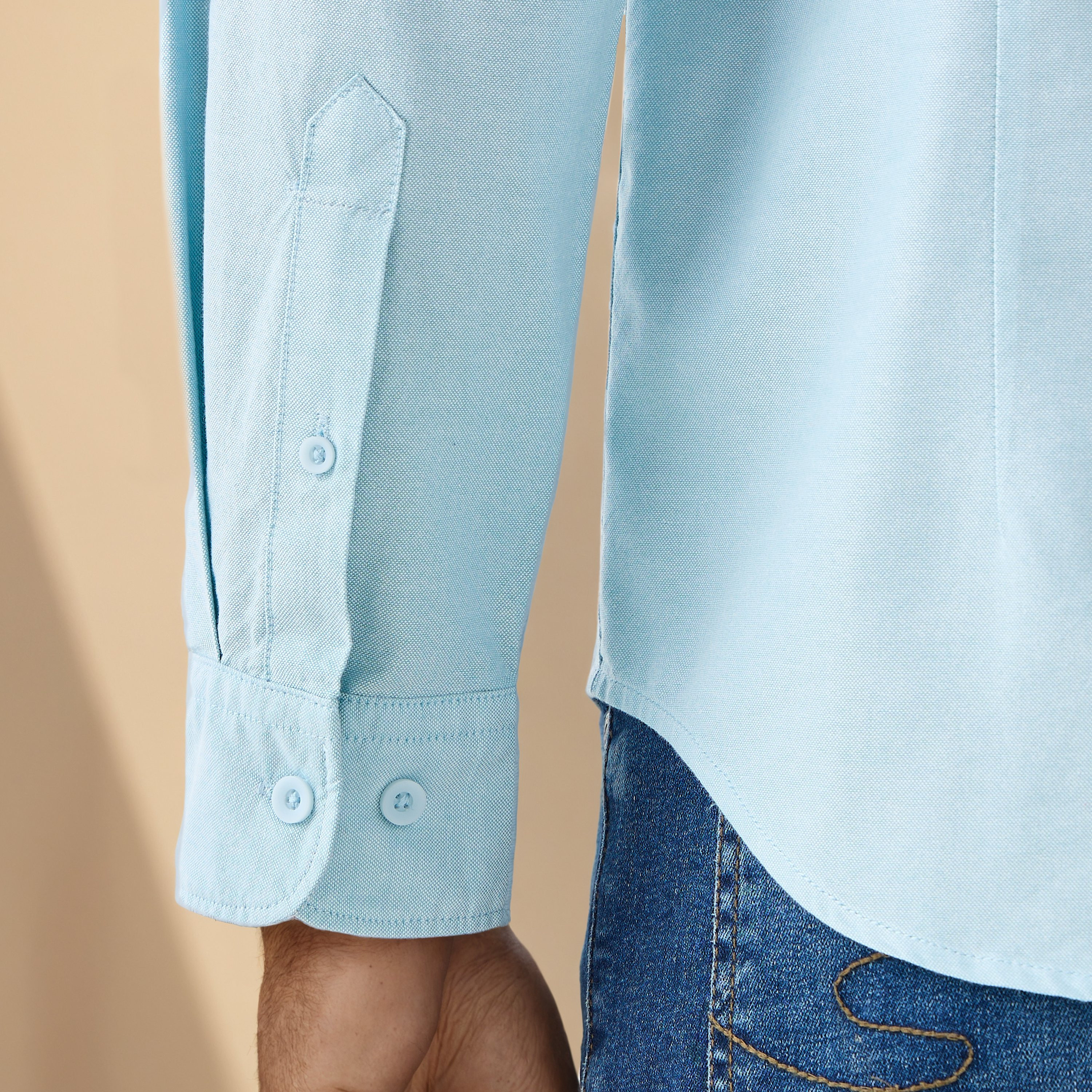 Men's Button Down Collar Long Sleeves Shirt-men-clothing-shirts-image-6