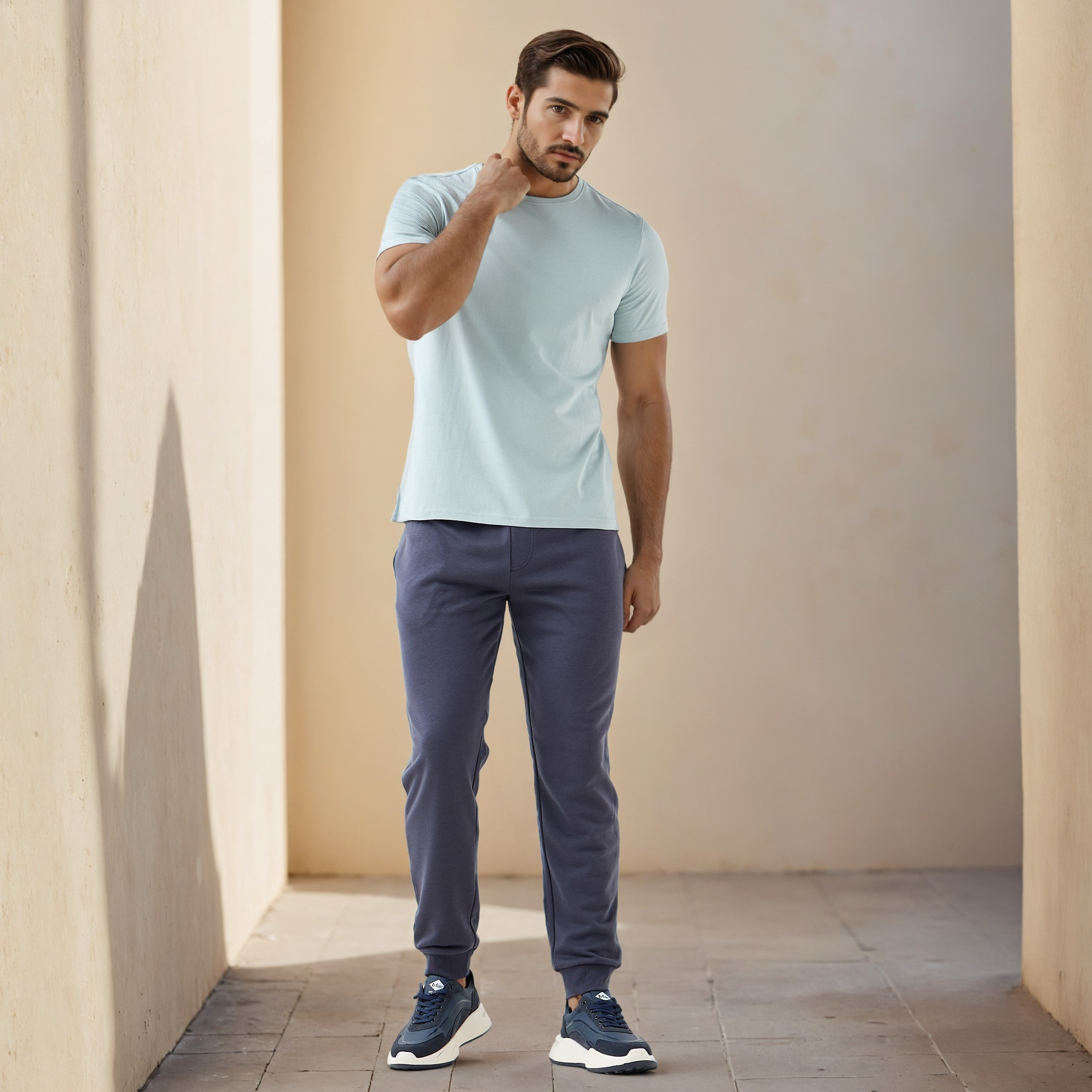 تيشيرت بياقة ضيقة وقصة عادية-men-clothing-tshirtsandpolos-tshirts-image-2