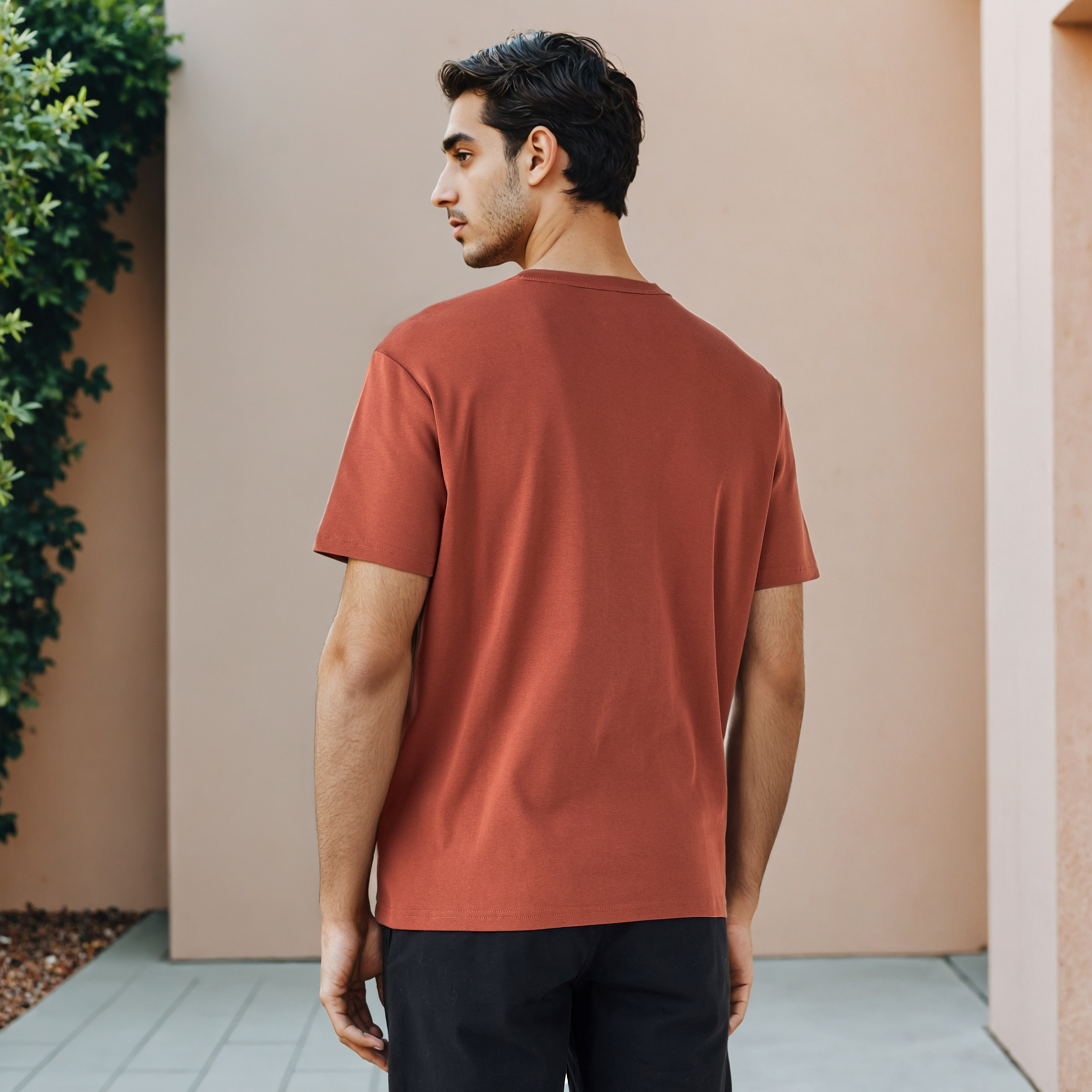 تيشيرت بقصّة مريحة وياقة ضيقة-men-clothing-tshirtsandpolos-tshirts-image-3