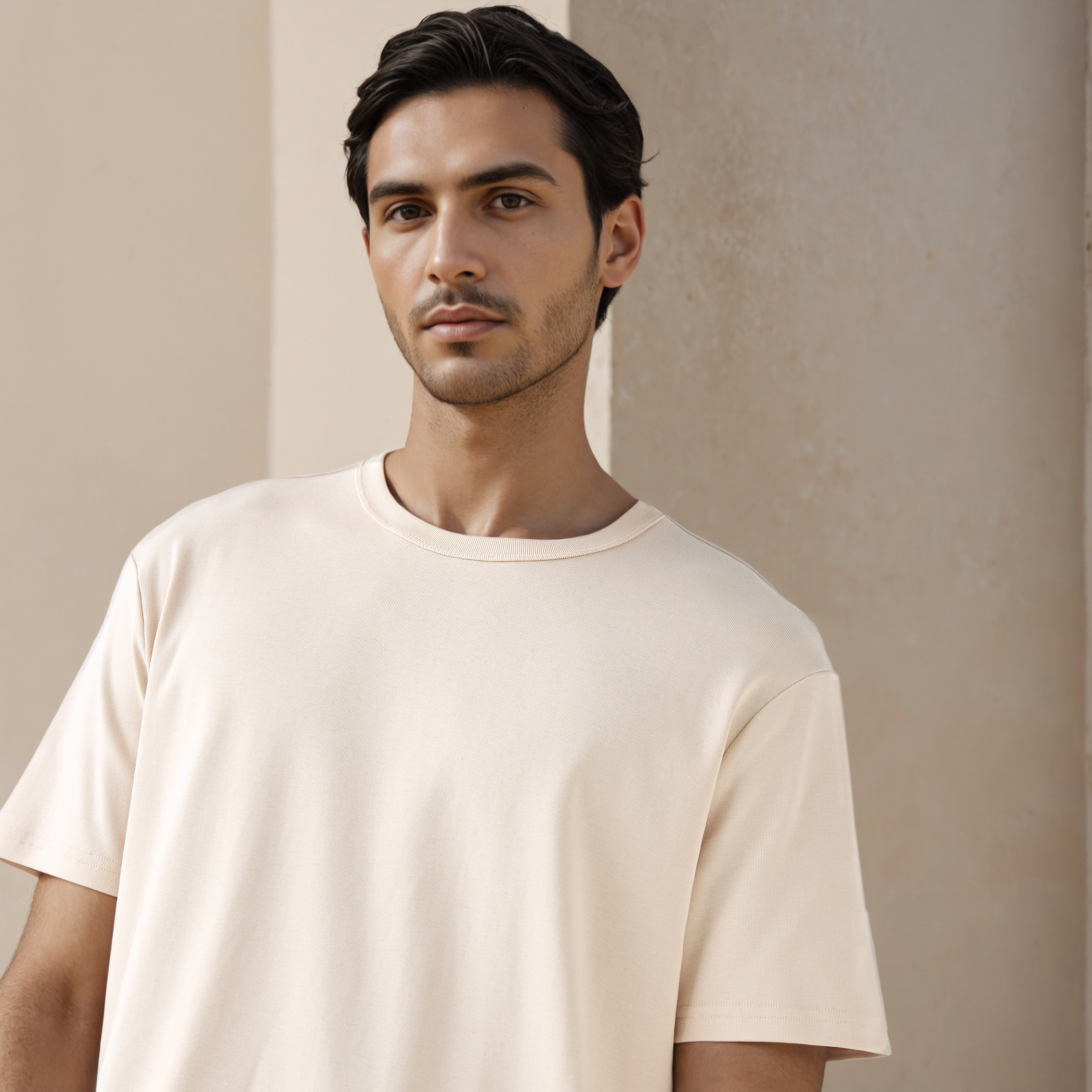 تيشيرت بقصّة مريحة وياقة ضيقة-men-clothing-tshirtsandpolos-tshirts-image-4