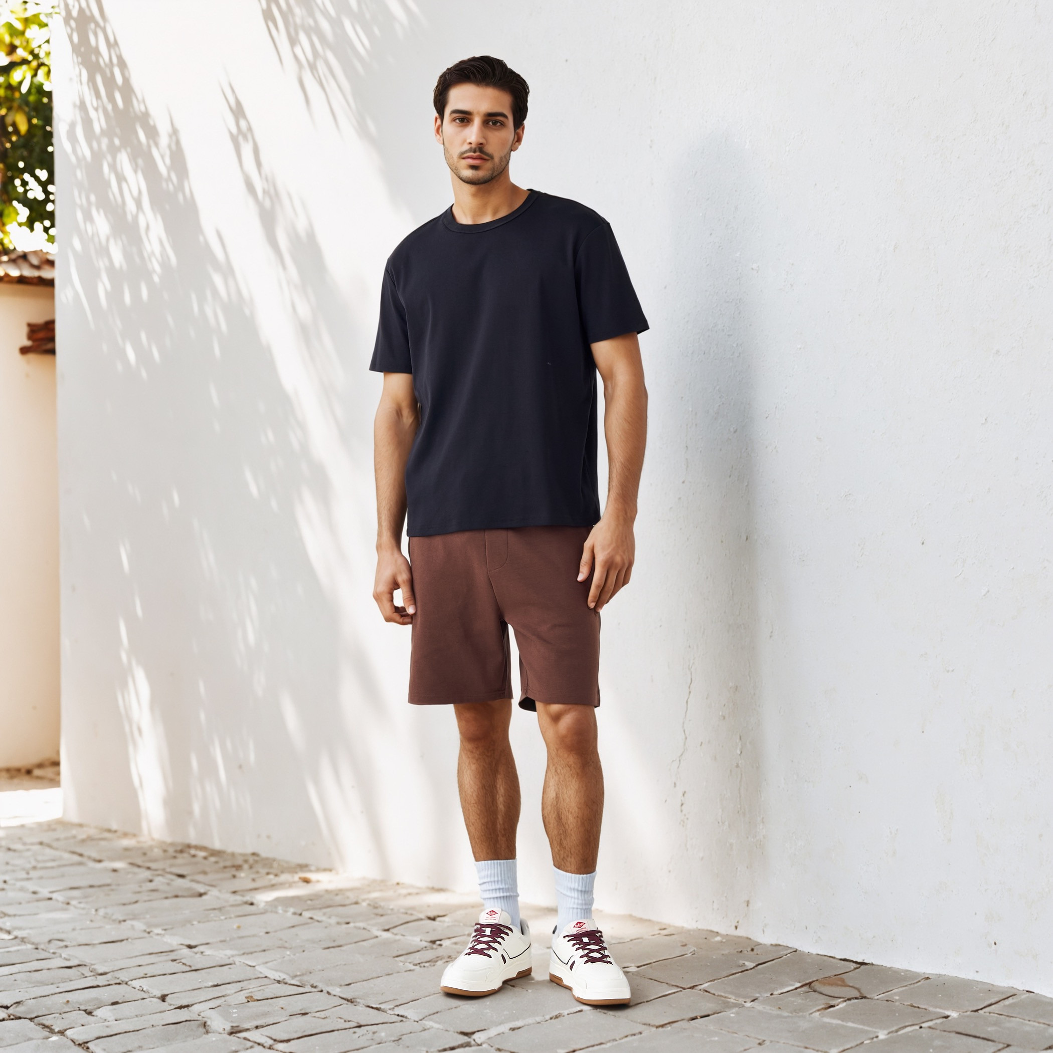 تيشيرت بقصّة مريحة وياقة ضيقة-men-clothing-tshirtsandpolos-tshirts-image-2