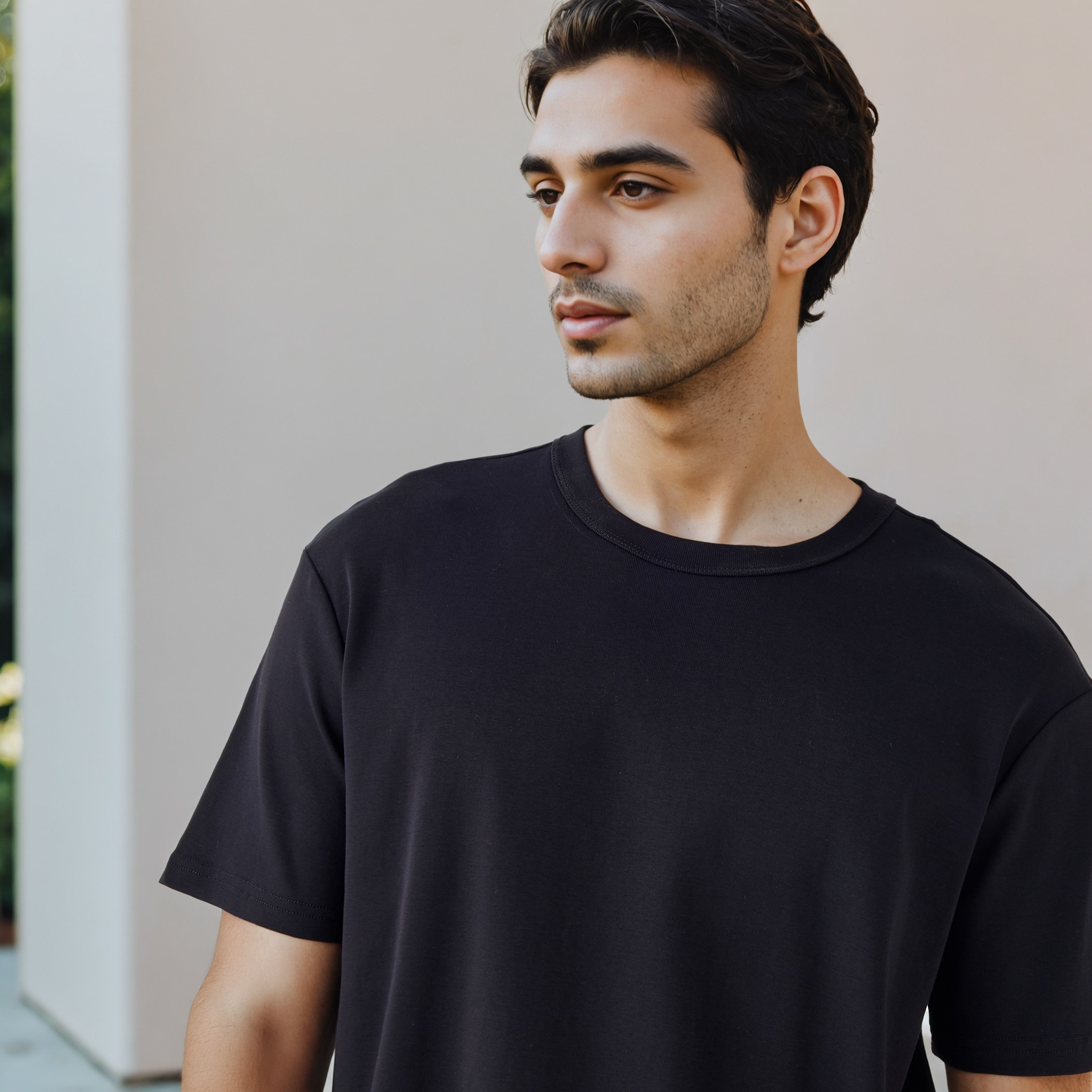 تيشيرت بقصّة مريحة وياقة ضيقة-men-clothing-tshirtsandpolos-tshirts-image-4