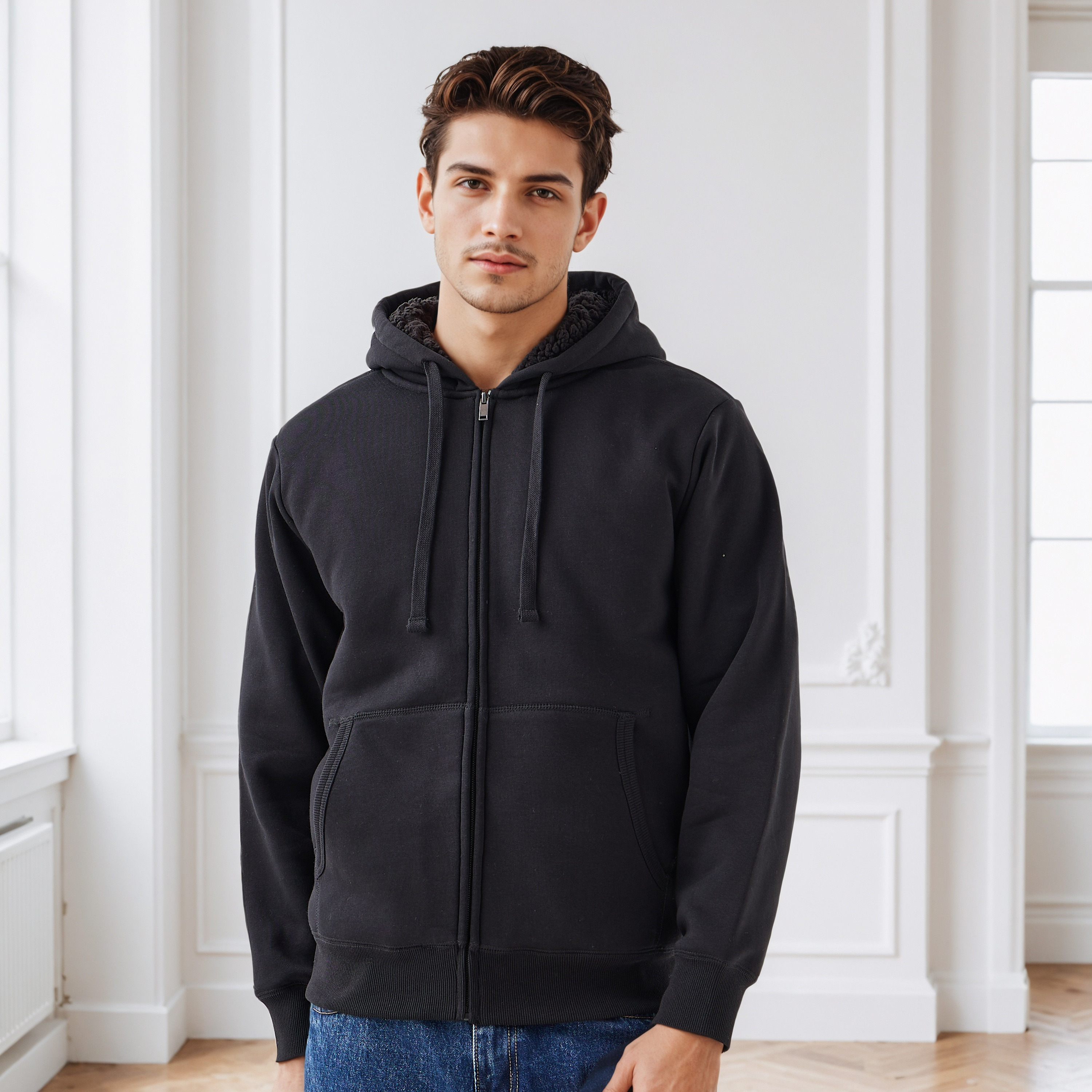 Men Regular Fit Hooded Zipper Jacket-men-clothing-jacketsandblazers-jackets-image-1