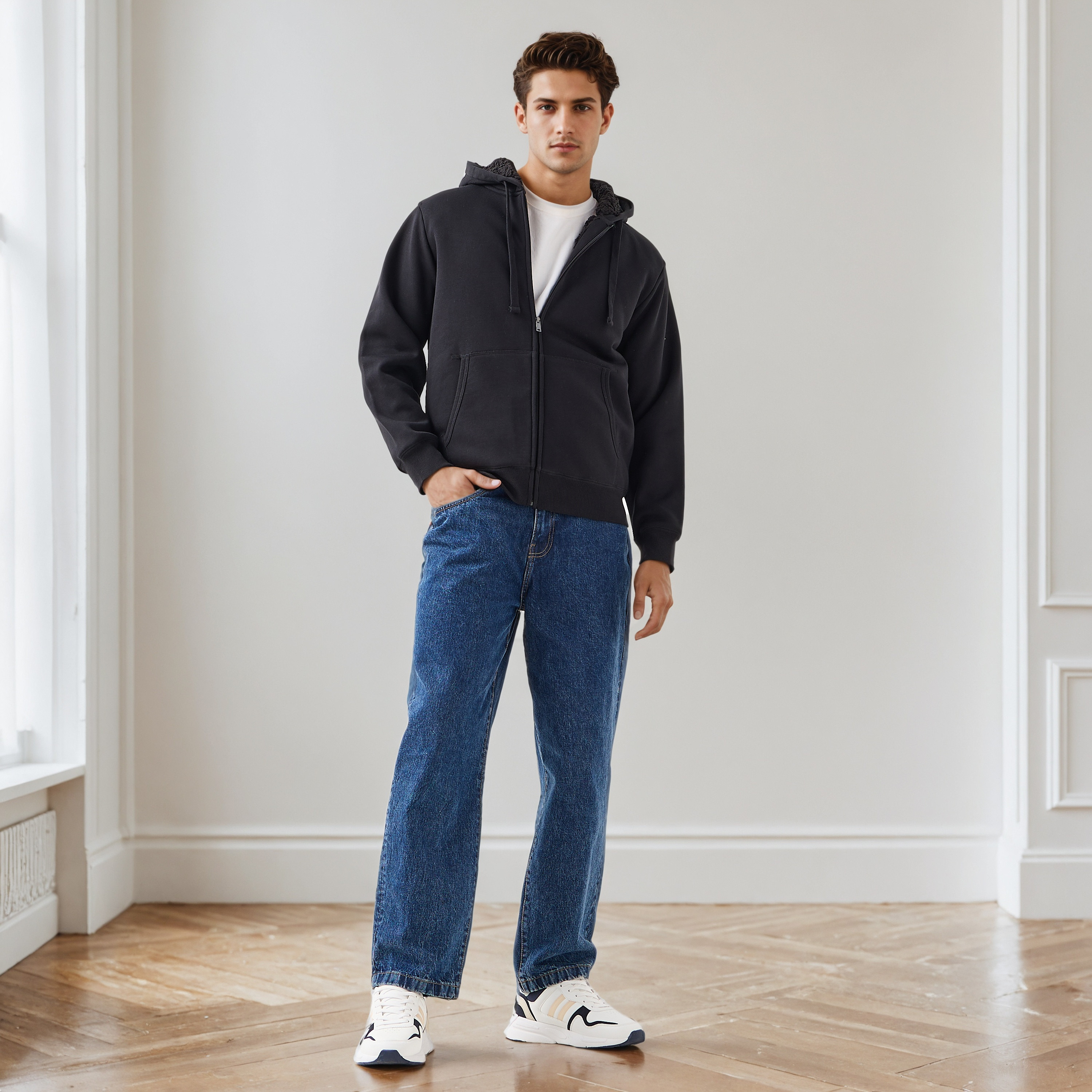 Men Regular Fit Hooded Zipper Jacket-men-clothing-jacketsandblazers-jackets-image-2