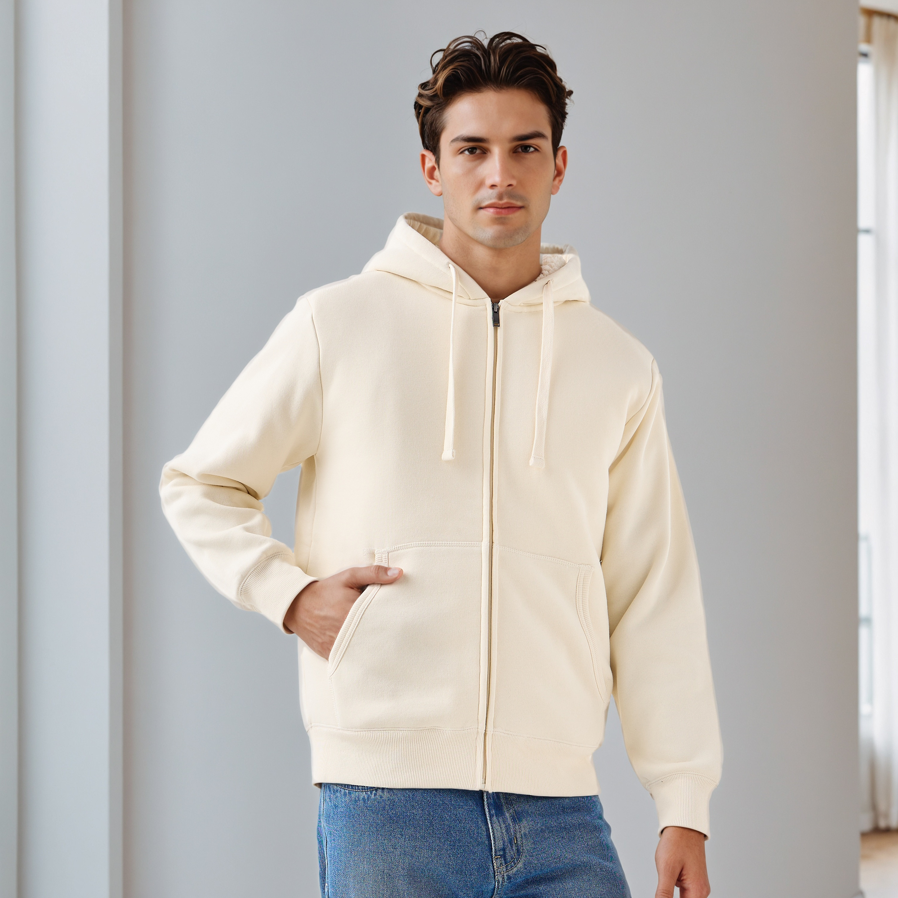 Men Regular Fit Hooded Zipper Jacket-men-clothing-jacketsandblazers-jackets-image-1